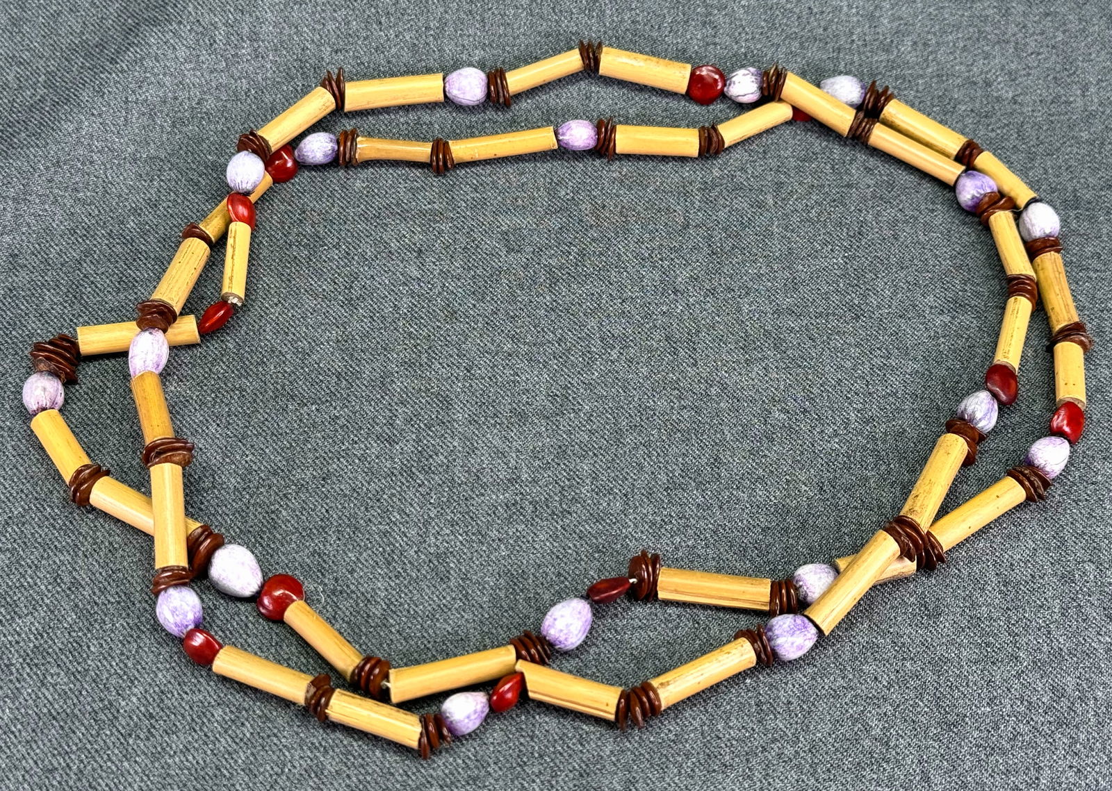 Vintage tribal seeds & bamboo beaded necklace (1 of 5)