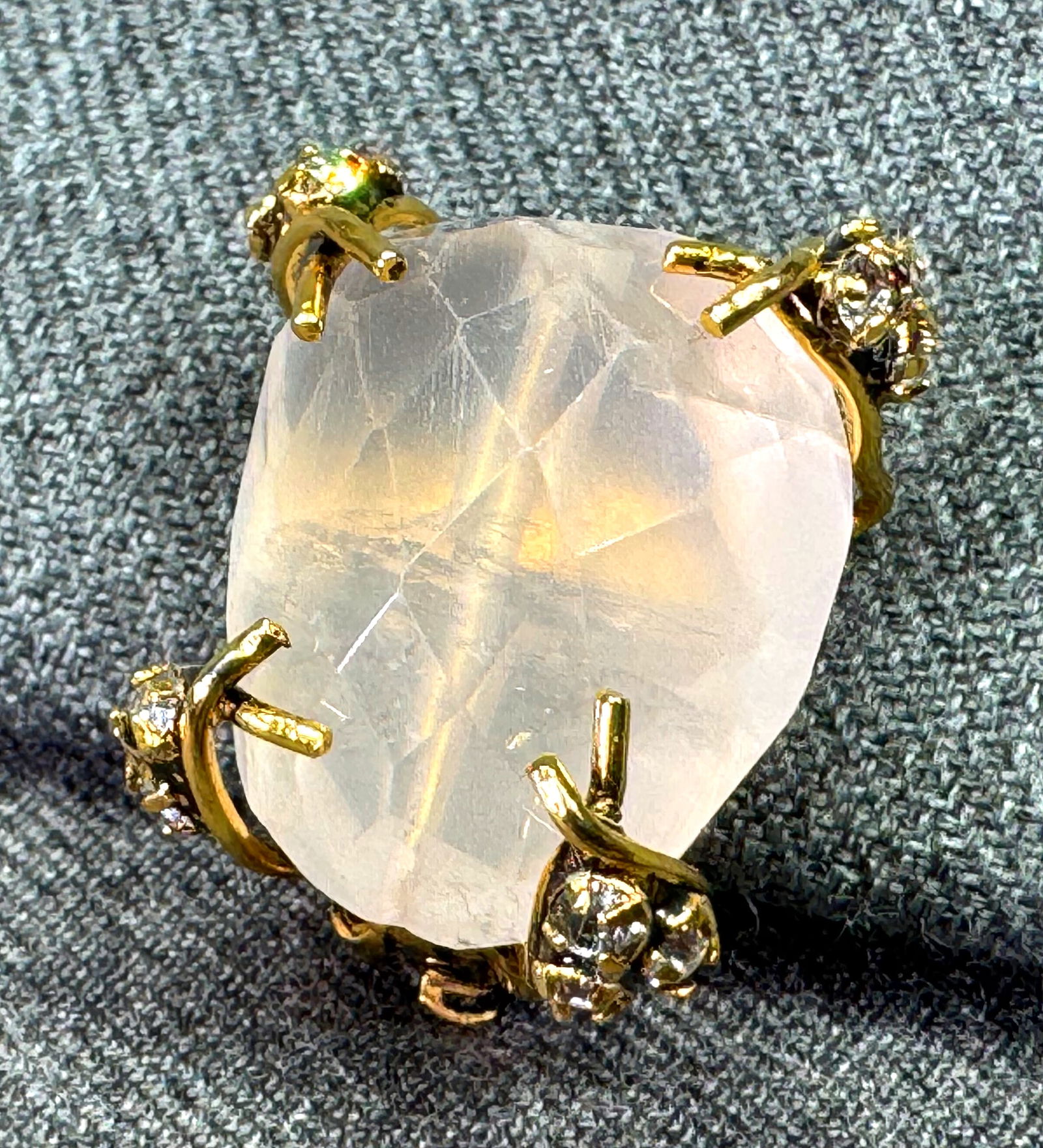 Iradj Moini Rose Quartz Clear Crystals Gold-toned Clip SOLO Earring #B (1 of 6)