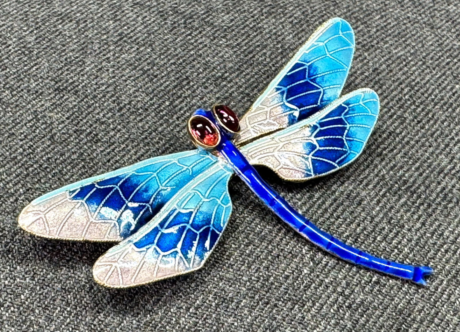 Vintage Shashi Singapuri jeweled eyes enamel gilt sterling dragonfly Pin brooch Pendant (1 of 10)