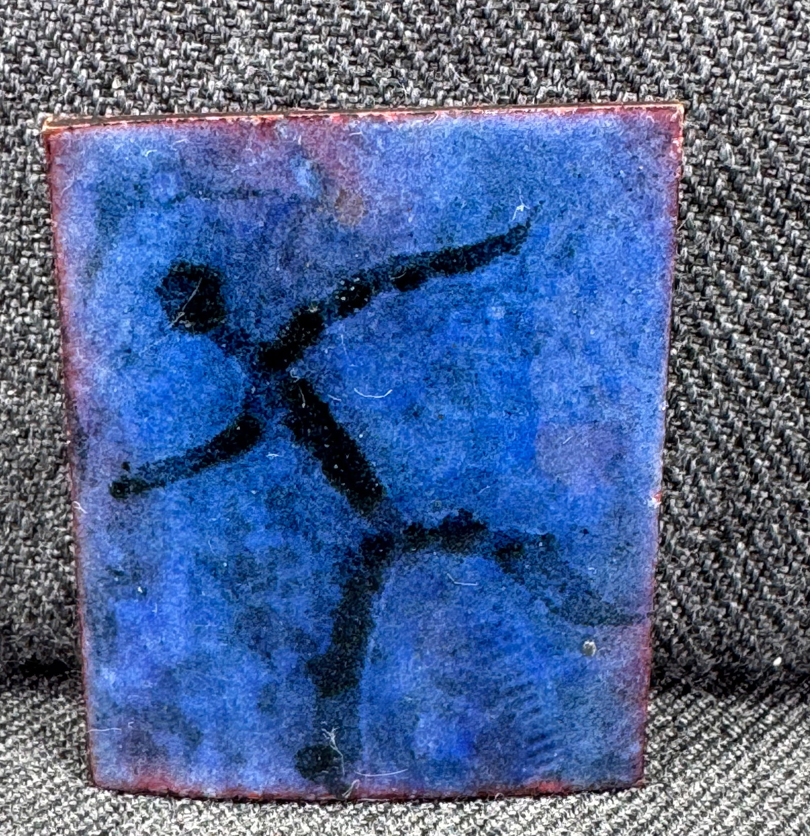 Vintage MCM L. Tarachas enamel on copper man in blue brooch pin: IN HOUSE FLAT SHIPPING & HANDLING COST WITHIN ALL THE U.S. : $7 To bypass LiveShipping, and use our In-House shipping service for $7 or shipping combined for multiple lots, please select “Arrange Yo