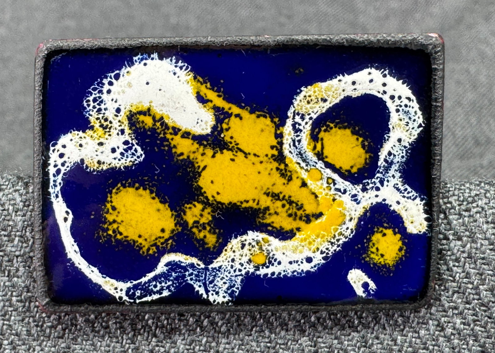 Vintage MCM L. Tarachas enamel on copper white snake brooch pin: IN HOUSE FLAT SHIPPING & HANDLING COST WITHIN ALL THE U.S. : $7 To bypass LiveShipping, and use our In-House shipping service for $7 or shipping combined for multiple lots, please select “Arrange Yo