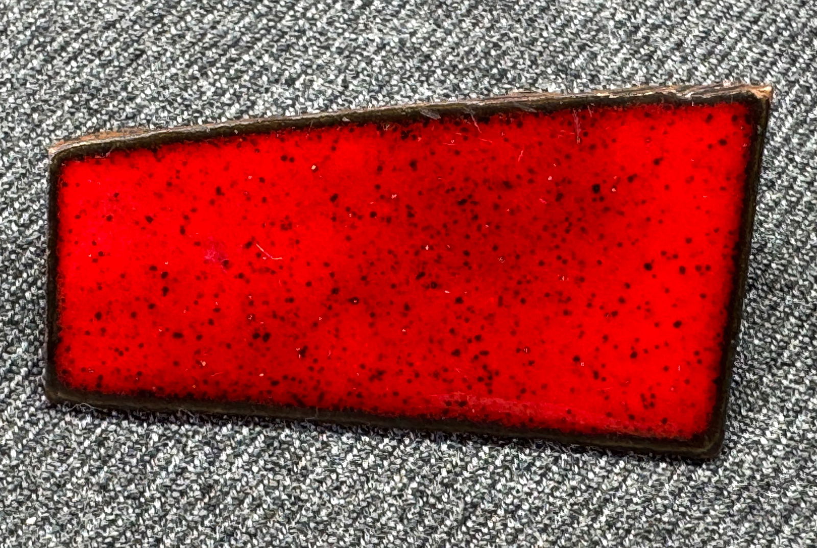 Vintage MCM L. Tarachas enamel on copper red in fire brooch pin: IN HOUSE FLAT SHIPPING & HANDLING COST WITHIN ALL THE U.S. : $7 To bypass LiveShipping, and use our In-House shipping service for $7 or shipping combined for multiple lots, please select “Arrange Yo