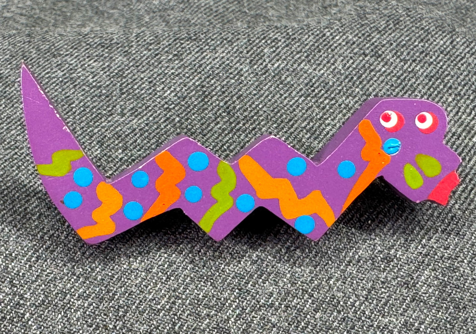 Southwestern Style painted wood snake brooch pin: IN HOUSE FLAT SHIPPING & HANDLING COST WITHIN ALL THE U.S. : $7 To bypass LiveShipping, and use our In-House shipping service for $7 or shipping combined for multiple lots, please select “Arrange Yo