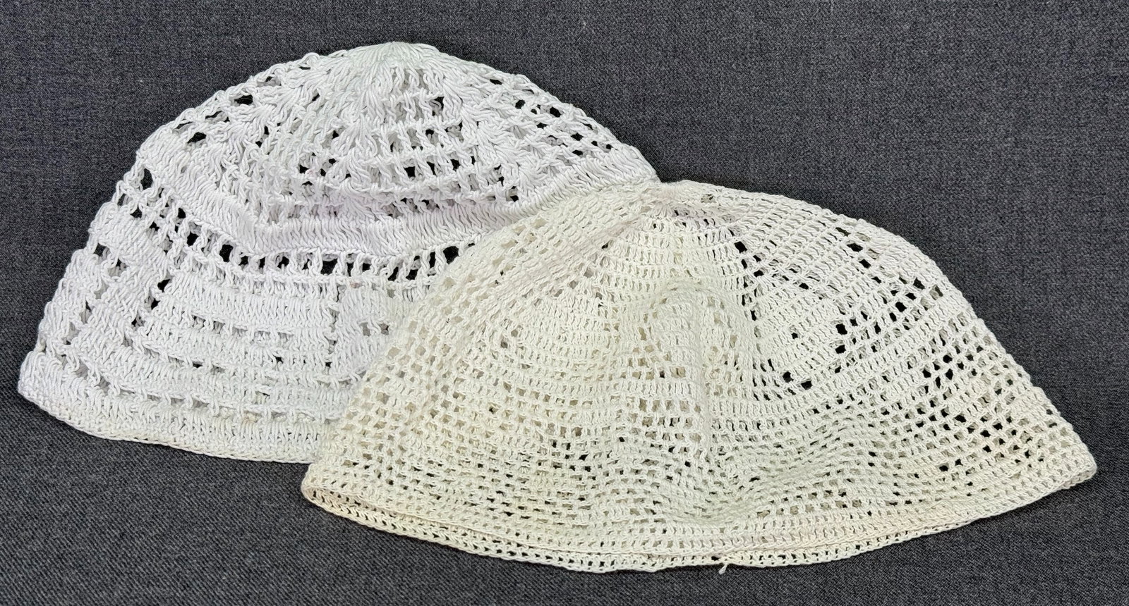 Creamy & white crocheted prayer caps: IN HOUSE FLAT SHIPPING & HANDLING COST WITHIN ALL THE U.S. : $7 To bypass LiveShipping, and use our In-House shipping service for $7 or shipping combined for multiple lots, please select “Arrange Yo