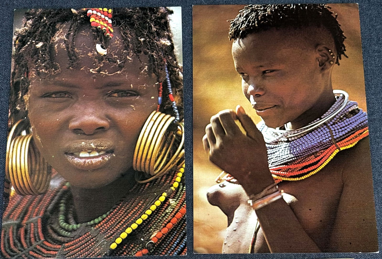 Vintage 70s African Postcards. M+P Africana Pokot and Njemps Girl by John Eames. Lot of 2 .: IN HOUSE FLAT SHIPPING & HANDLING COST WITHIN ALL THE U.S. : $7 To bypass LiveShipping, and use our In-House shipping service for $7 or shipping combined for multiple lots, please select “Arrange Yo