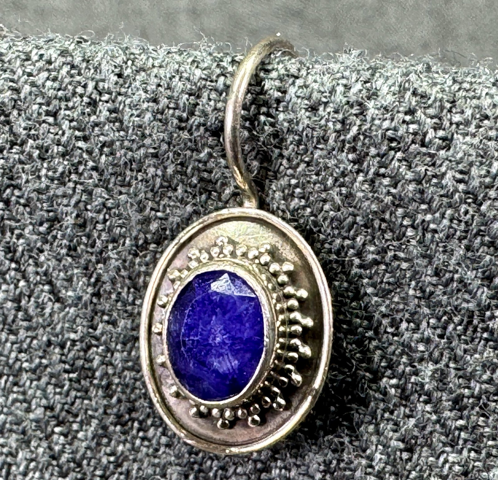 Vintage blue corundum sterling silver single earring *b (1 of 6)