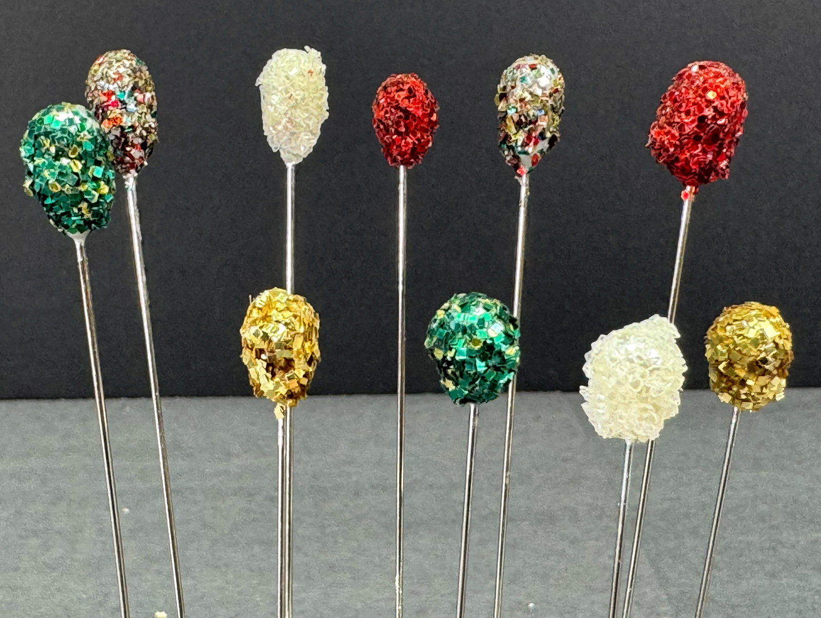 Vintage assorted glitter beads hat pins hatpins . Lot of 10 (1 of 4)