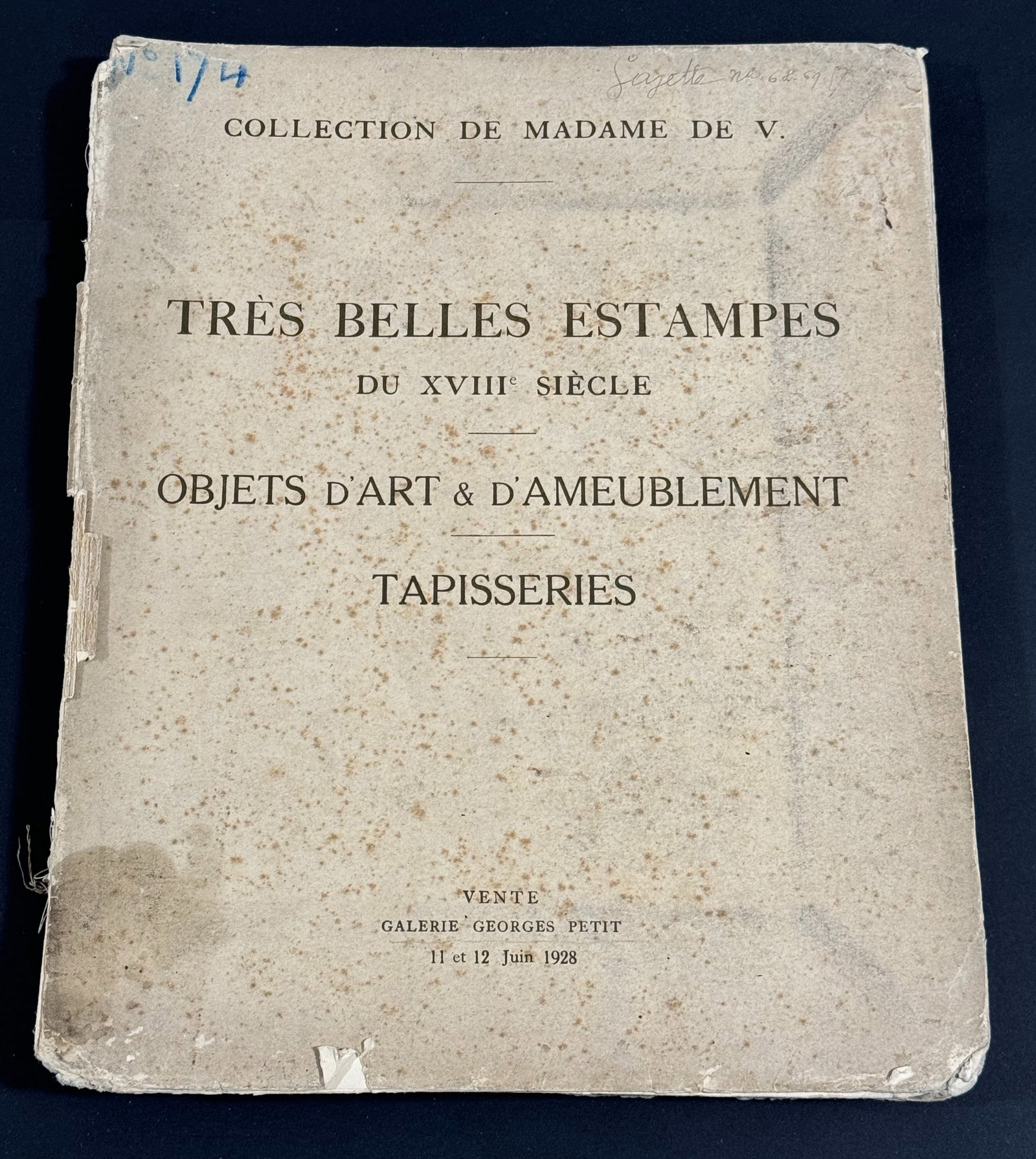 Galerie Georges Petit Paris Auction Catalog 11&12 June 1928.: IN HOUSE FLAT SHIPPING & HANDLING COST WITHIN ALL THE U.S. : 12 To bypass LiveShipping, and use our In-House shipping service for 12 or shipping combined for multiple lots, please select “Arrange Yo