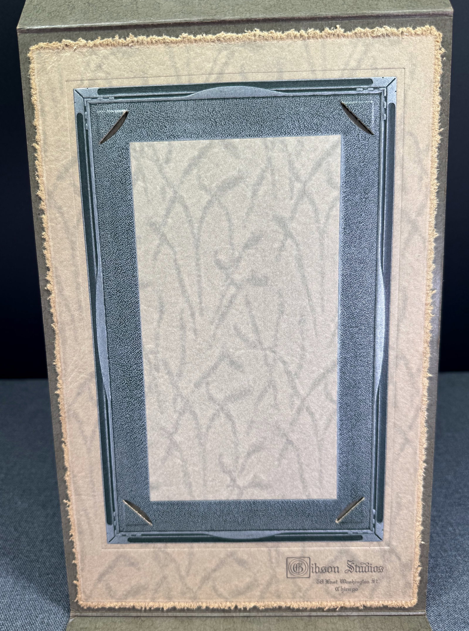 Art Deco Gibson Studios Chicago Cabinet Cardboard Photo Frame with Easel.: IN HOUSE FLAT SHIPPING & HANDLING COST WITHIN ALL THE U.S. : 7 To bypass LiveShipping, and use our In-House shipping service for 7 or shipping combined for multiple lots, please select “Arrange Your