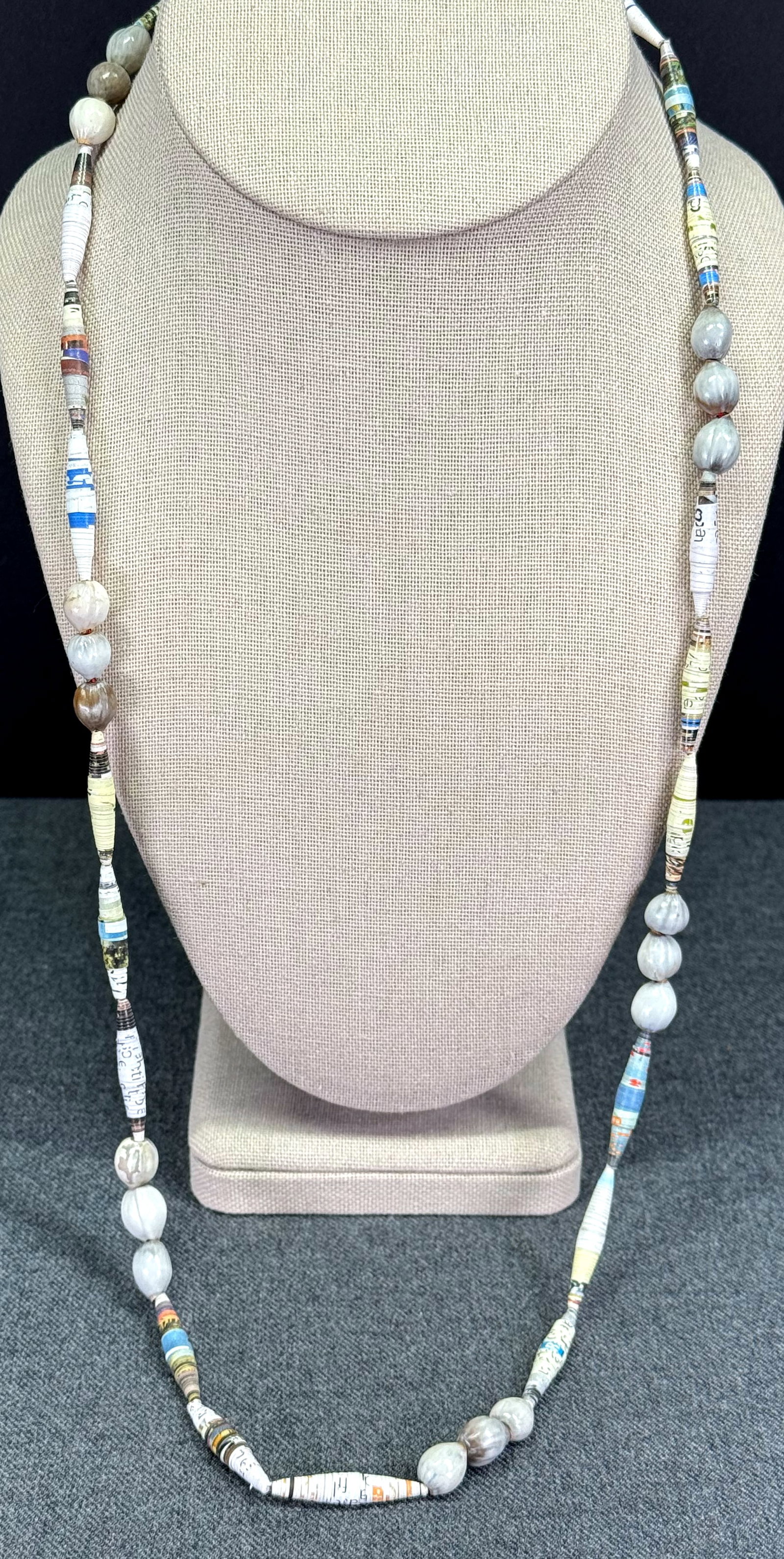 Vintage ethnic rolled paper & seeds beaded necklace: IN HOUSE FLAT SHIPPING & HANDLING COST WITHIN ALL THE U.S. : 7 To bypass LiveShipping, and use our In-House shipping service for 7 or shipping combined for multiple lots, please select “Arrange Your