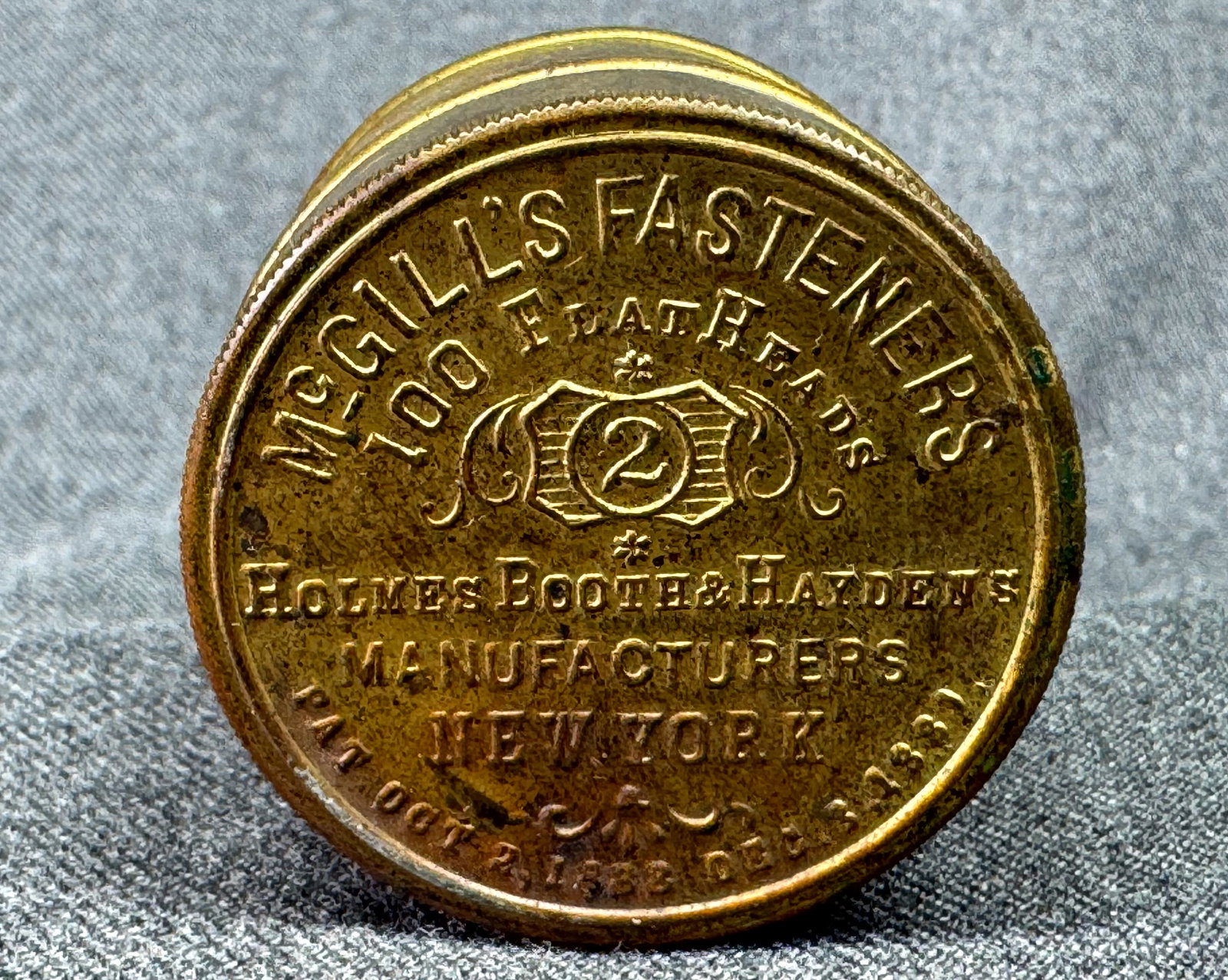 Antique Advertising Tin: McGill's Brass Fasteners, New York 1889 *b (1 of 7)