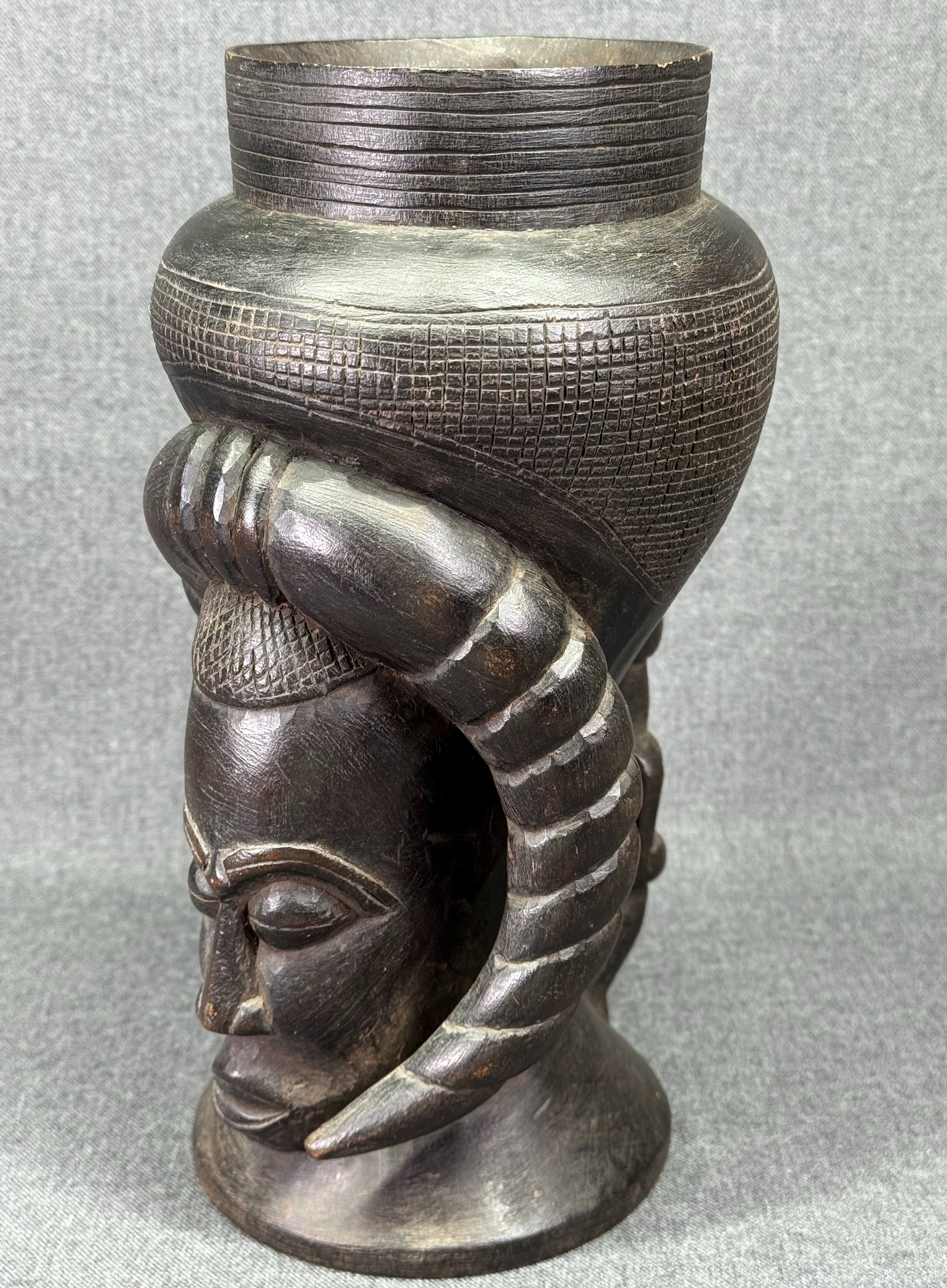 African Kuba DRC Ceremonial Palm Wine Cup. Carved and decorated wood. (1 of 11)