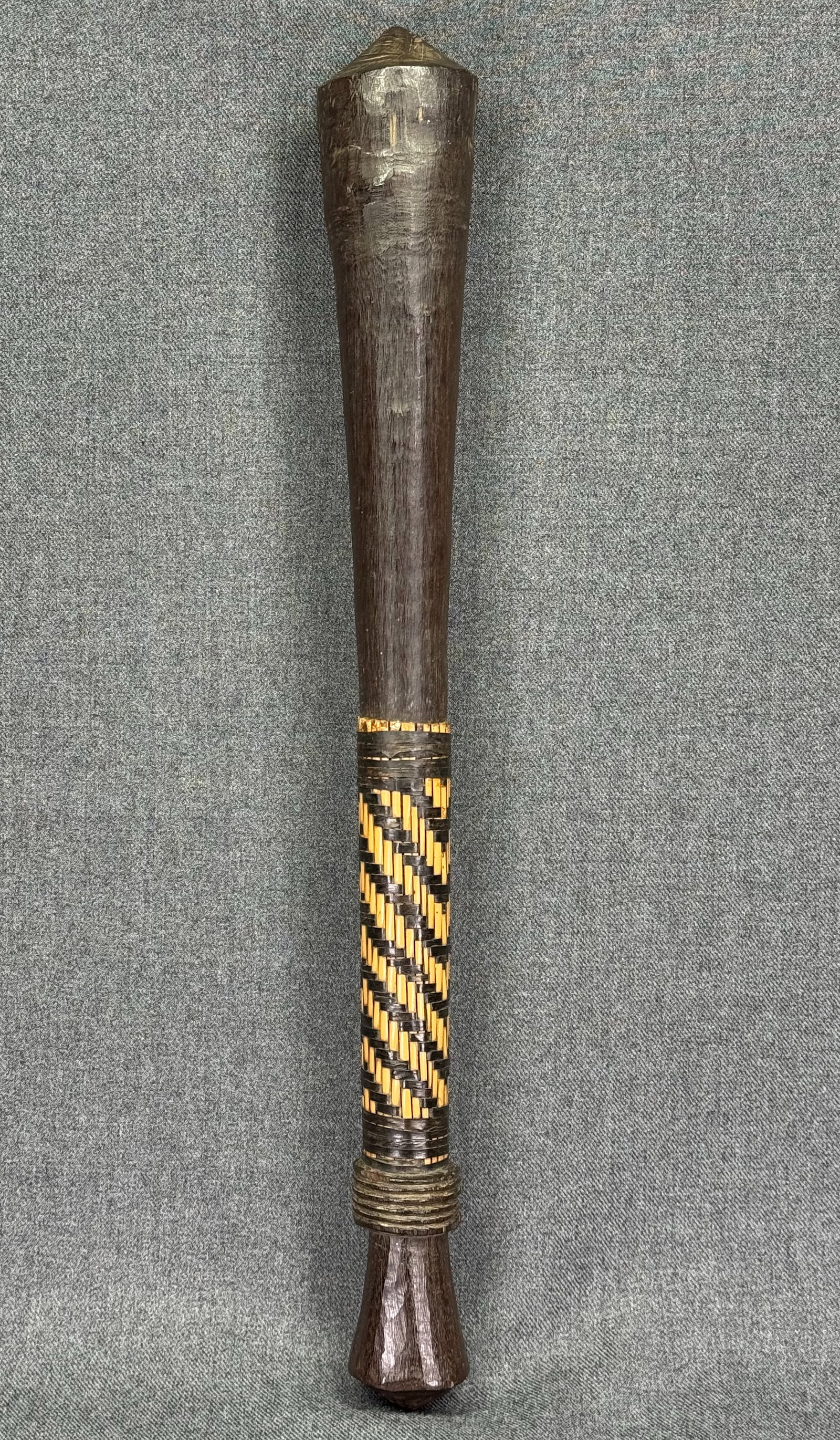 Amazonian Karaja Short Club. Carved wood, fibers. (1 of 10)