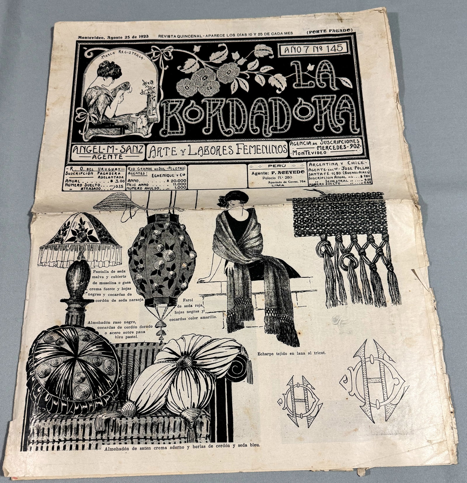 1923 "The embroiderer" embroidery and crafts patterns paper magazine. Original . (1 of 7)