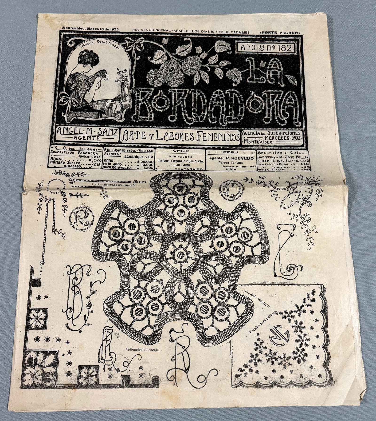 1925 "The embroiderer" embroidery and crafts patterns paper magazine. Original . (1 of 7)