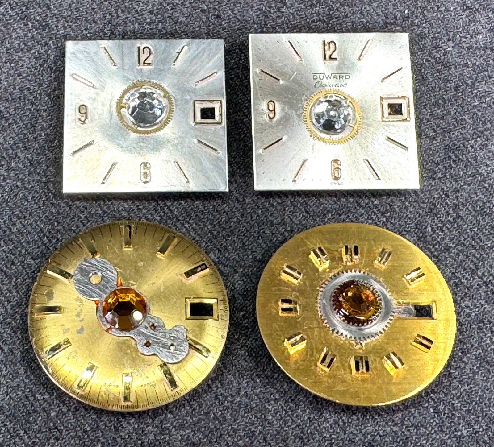 Vintage artsy assemblage assorted jeweled watch dials button covers. Lot of 4: IN HOUSE FLAT SHIPPING & HANDLING COST WITHIN ALL THE U.S. : $7 To bypass LiveShipping, and use our In-House shipping service for $7 or shipping combined for multiple lots, please select “Arrange Yo