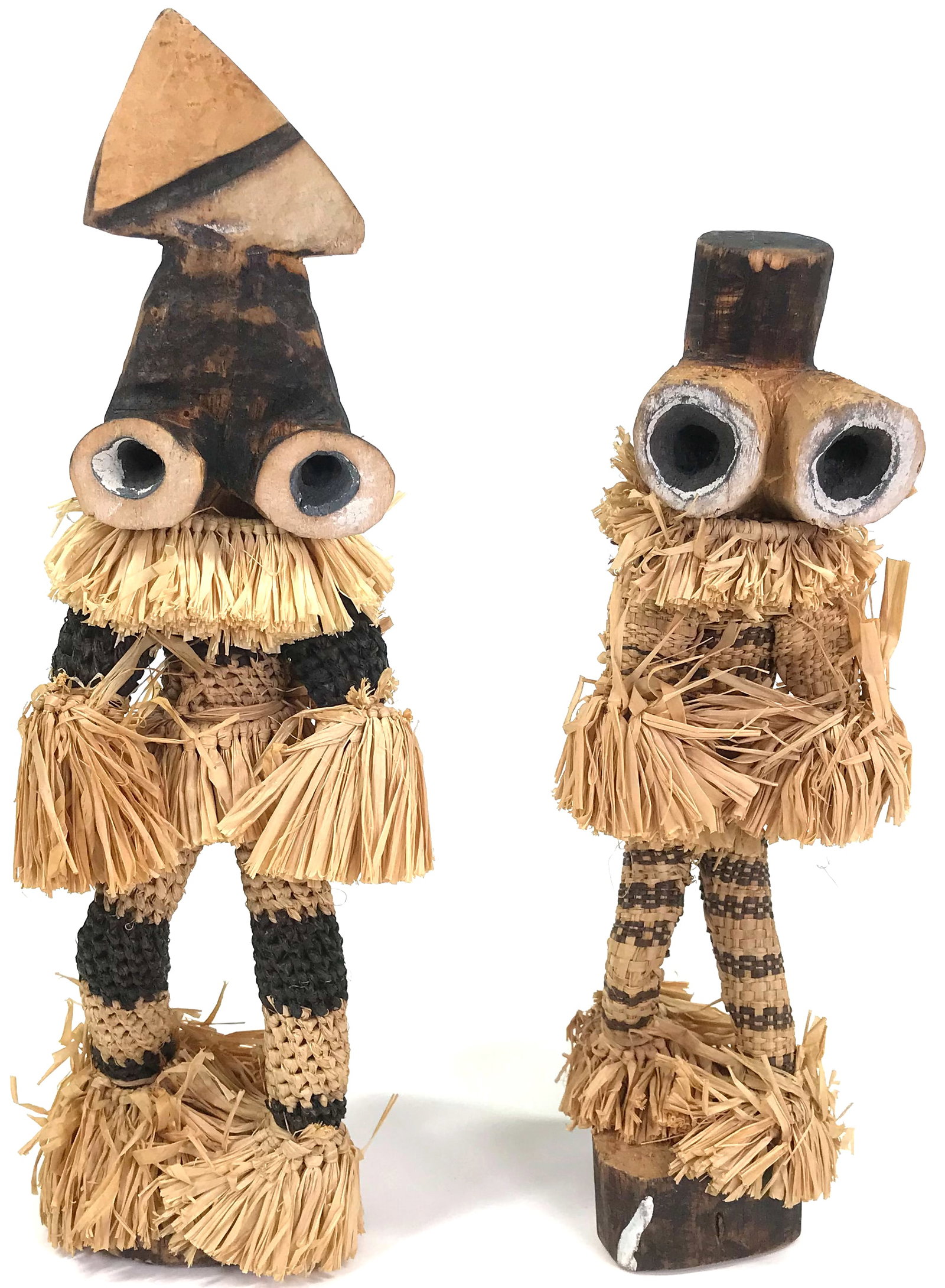 2 African Pende, DRC, Minganji Dancer Dolls: IN HOUSE FLAT SHIPPING & HANDLING COST WITHIN ALL THE U.S. : $14 To bypass LiveShipping, and use our In-House shipping service for $14 or shipping combined for multiple lots, please select “Arrange 