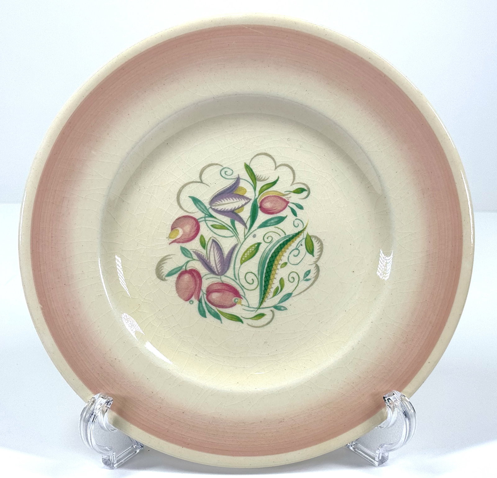 Antique Earthenware plate 'Dresden Spray' designed by Susie Cooper in 1935.: IN HOUSE FLAT SHIPPING & HANDLING COST WITHIN ALL THE U.S. : $12 To bypass LiveShipping, and use our In-House shipping service for $12 or shipping combined for multiple lots, please select “Arrange 