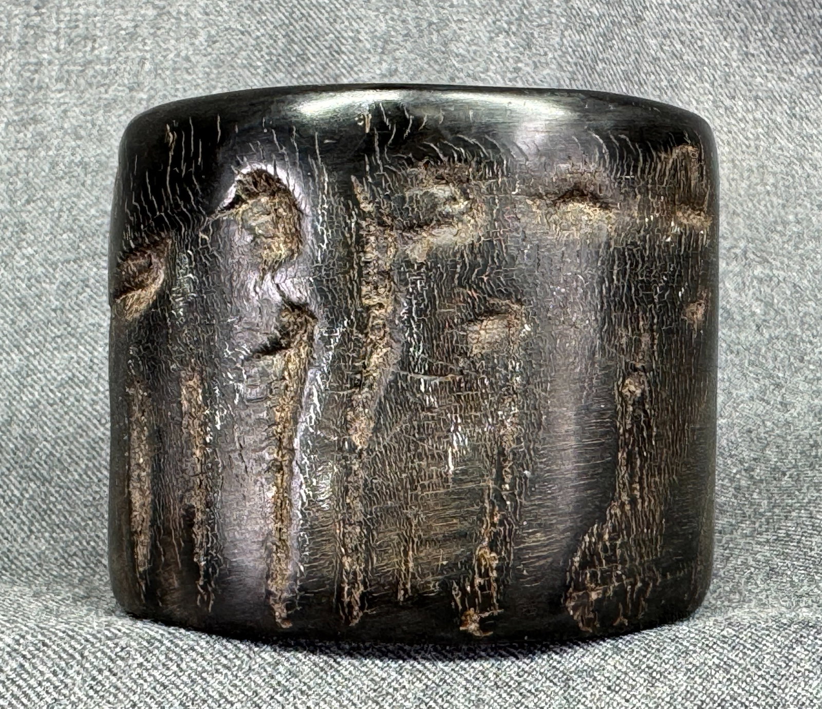 Brutalist Hand Carved Natural Black Buffalo Horn Statement Cuff Bracelet. *g (1 of 7)