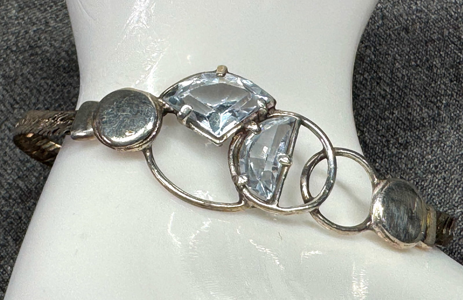 Vintage Italian Constructivist style atisan crystals sterling bracelet . *d (1 of 14)