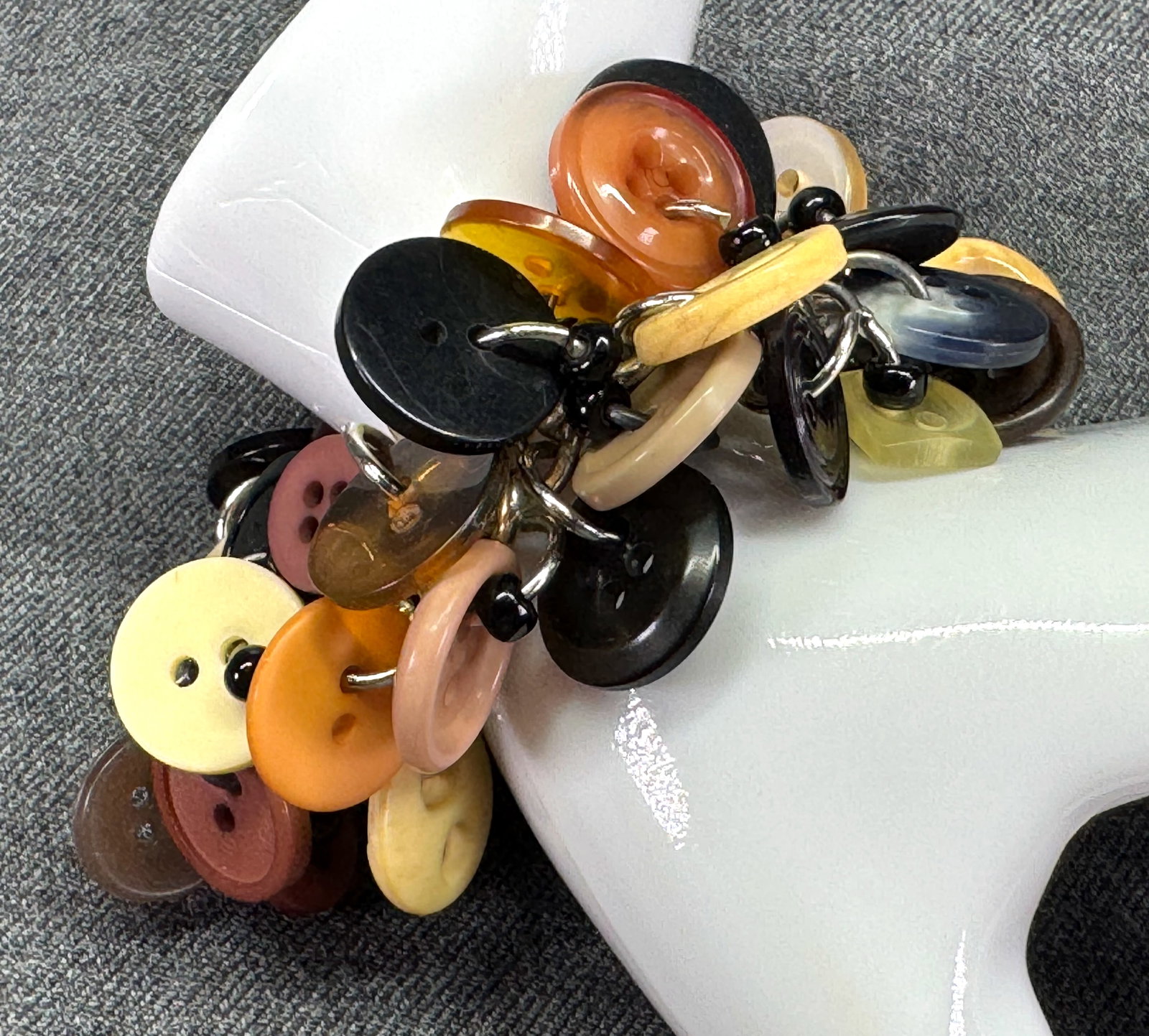 Vintage fall colors buttons cluster charm silver-toned chain bracelet (1 of 6)