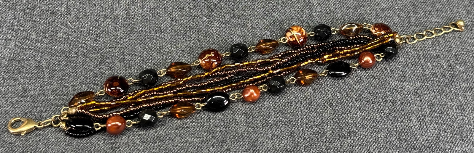 Assorted fall colors multi strands beaded bracelet - 2
