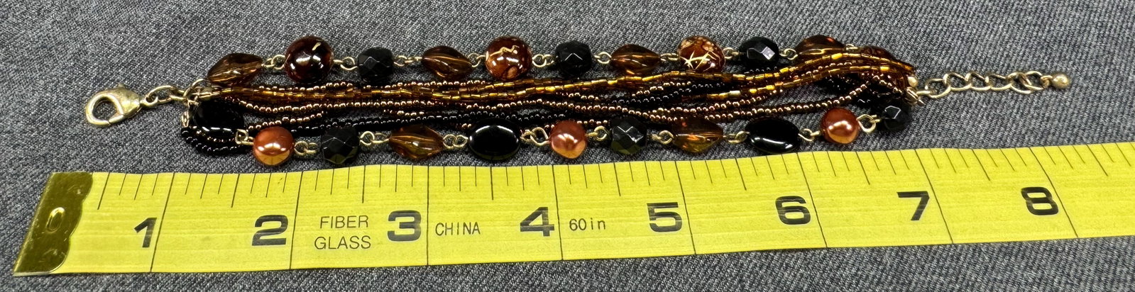 Assorted fall colors multi strands beaded bracelet - 5