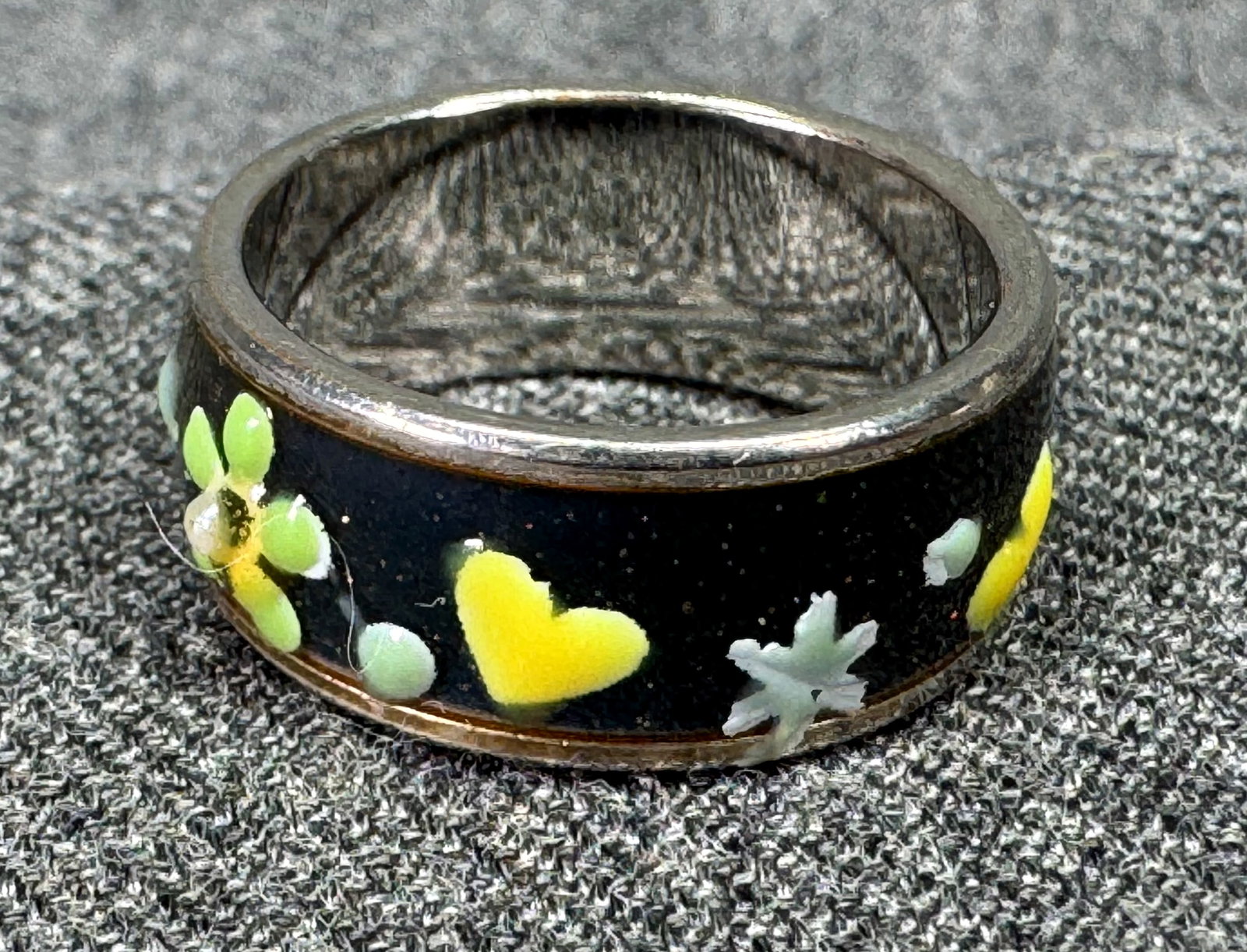 Vintage floral enamel silver-toned ring *b (1 of 5)