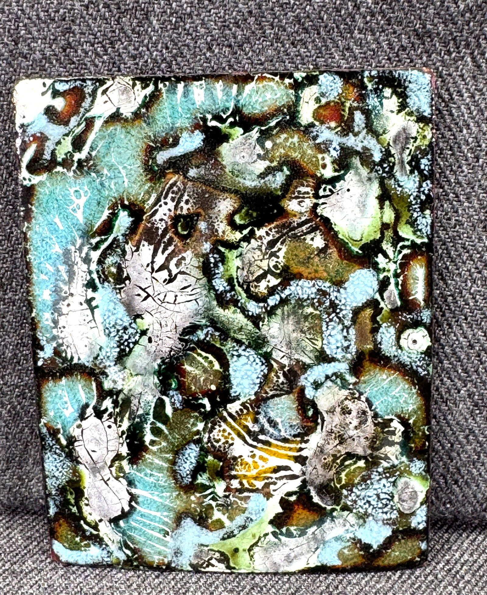 Vintage MCM L. Tarachas enamel on copper figural brooch pin: IN HOUSE FLAT SHIPPING & HANDLING COST WITHIN ALL THE U.S. : $7 To bypass LiveShipping, and use our In-House shipping service for $7 or shipping combined for multiple lots, please select “Arrang