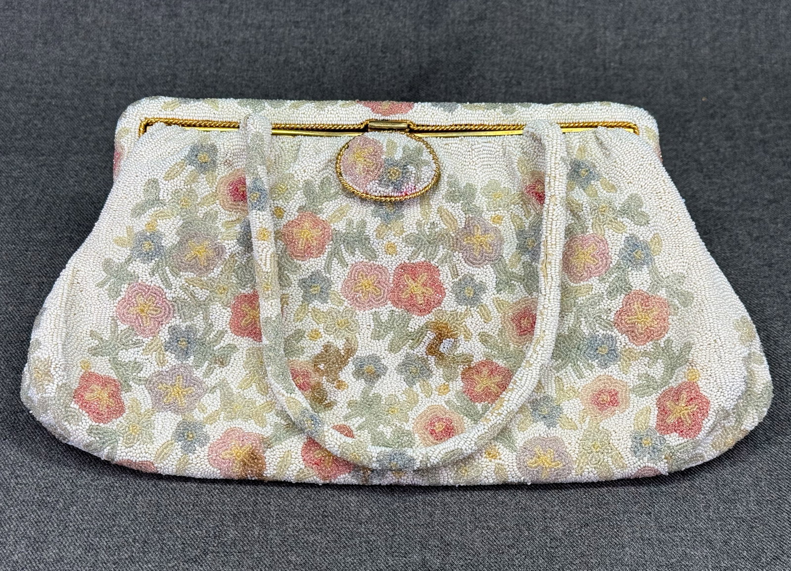 Vintage French Hand Micro-Beaded Floral Purse. Spritzer & Fuhrmann *i (1 of 13)