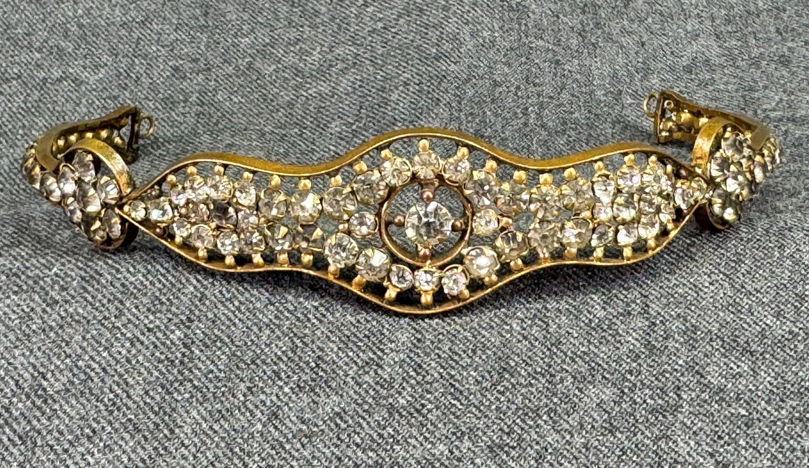 Antique Art Deco Brass Clear Crystals Bandeau Tiara Headband. *i (1 of 7)