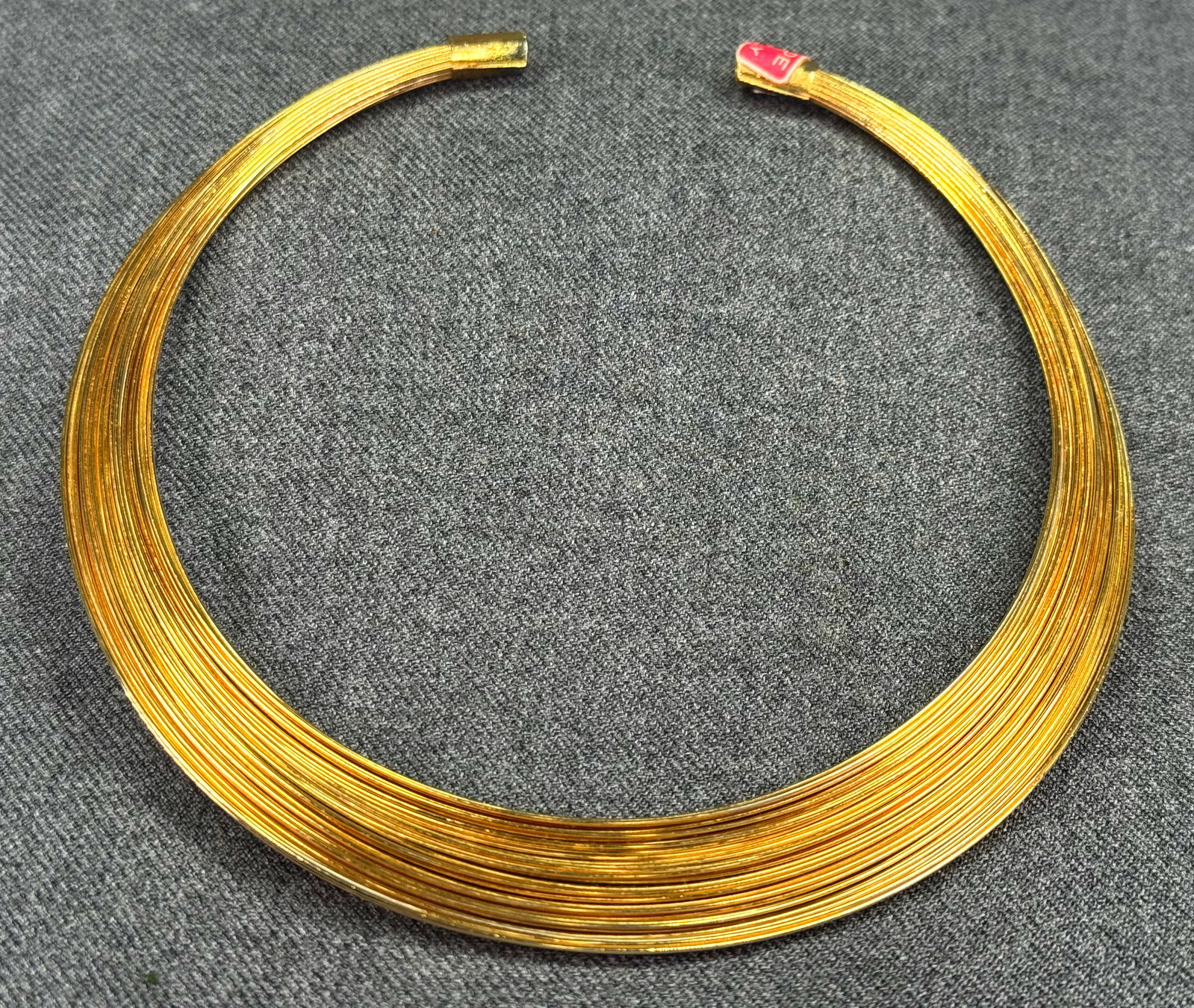 Vintage Italian Gold-Tone Multi-Strand Wire Torque Choker Necklace. Paper label. *i (1 of 6)