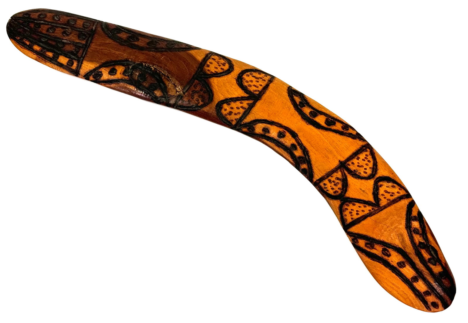 Aboriginal Australia Decorated Short Fighting Boomerang / Club.: IN HOUSE FLAT SHIPPING & HANDLING COST WITHIN ALL THE U.S. : 18 To bypass LiveShipping, and use our In-House shipping service for 18 or shipping combined for multiple lots, please select “Arrang