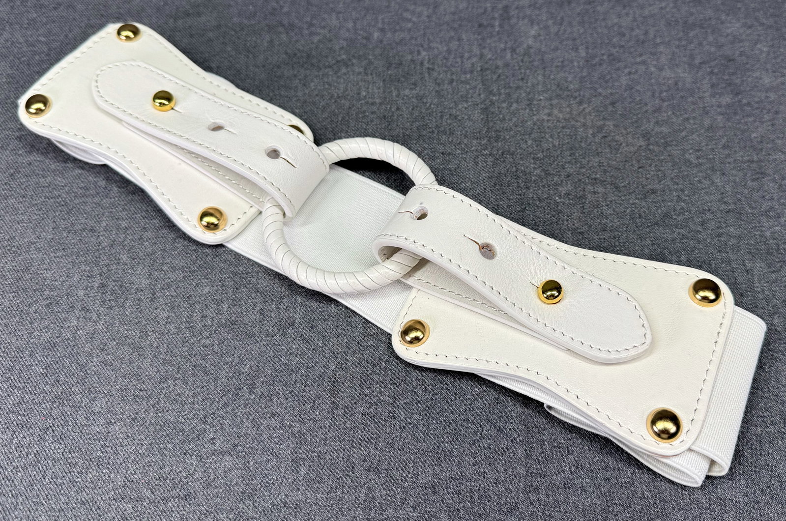 J.McLaughlin white elastic belt. Size S/M *d: J.McLaughlin white elastic belt. Size S/M . For measures please refer 115 Grams IN HOUSE FLAT SHIPPING & HANDLING COST WITHIN ALL THE U.S. : $8. To bypass LiveShipping, and use our In-House shipping s