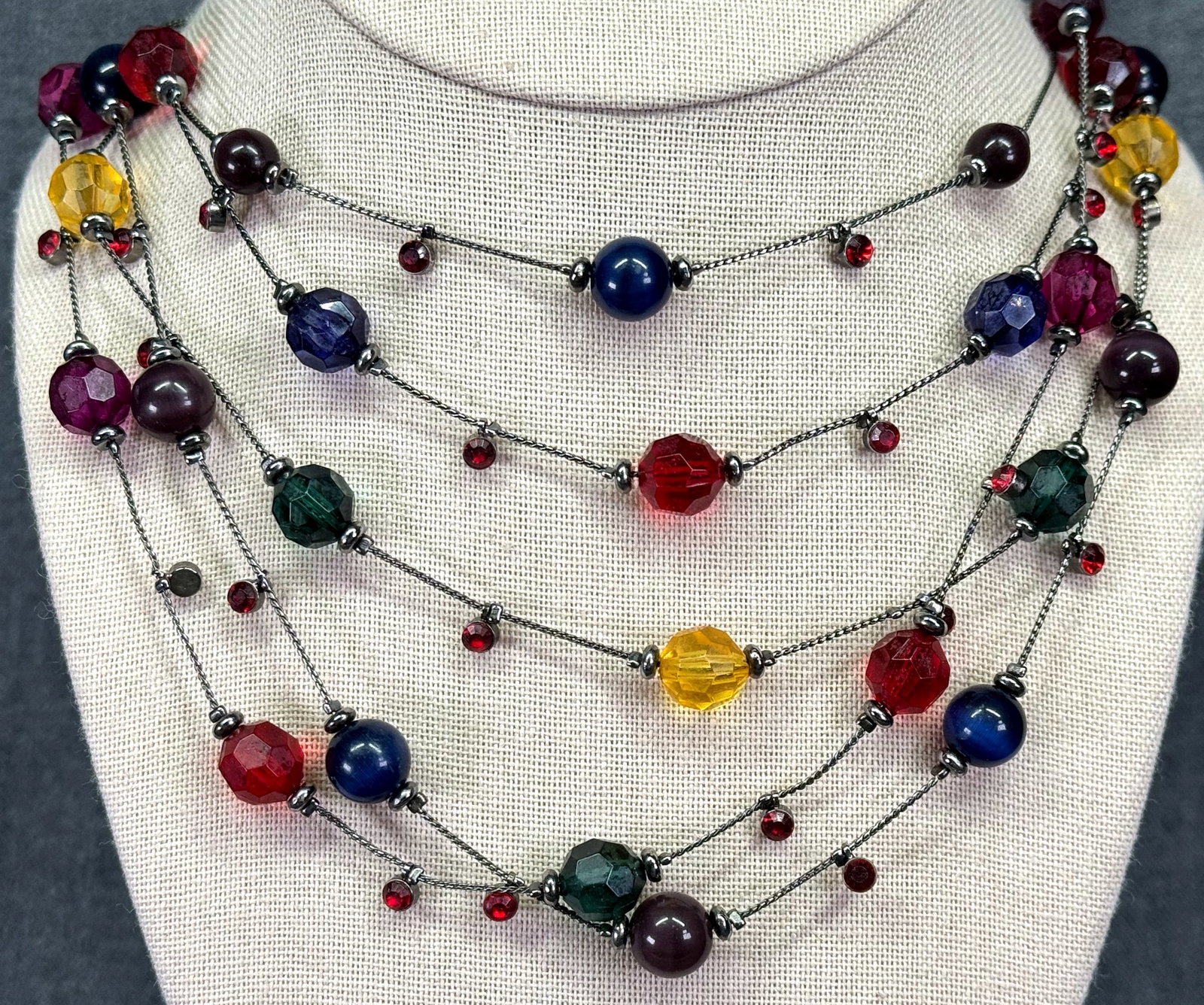 Multi color beads chains 5 strands station necklace. *d (1 of 5)