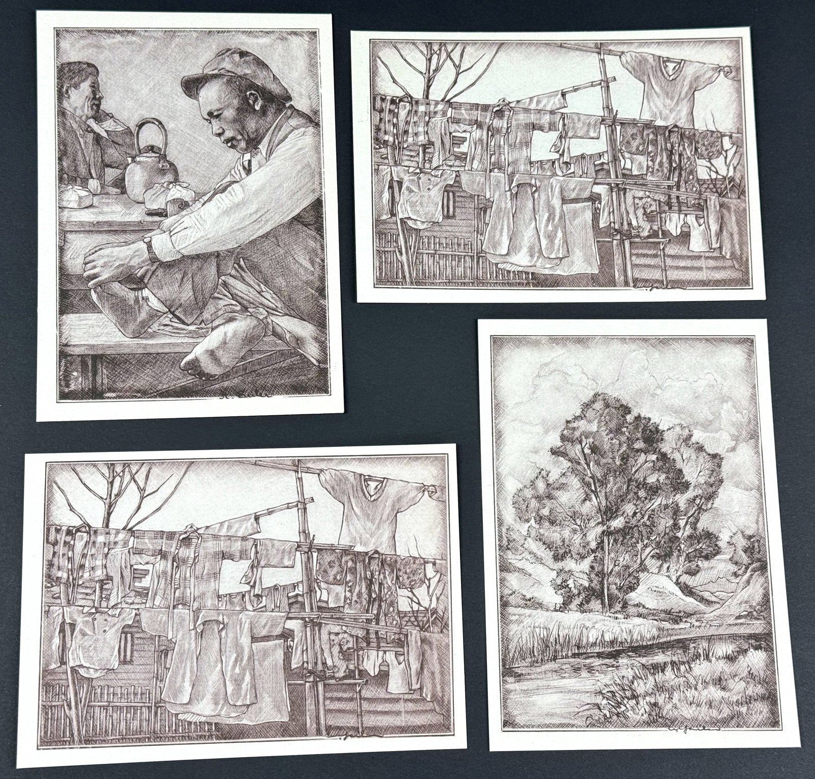 Vintage Japanese 50's Willy Seiler Art Postcards.Monday Morning x 2,Lunch Hour,Besides the Brook: IN HOUSE FLAT SHIPPING & HANDLING COST WITHIN ALL THE U.S. : 7 To bypass LiveShipping, and use our In-House shipping service for 7 or shipping combined for multiple lots, please select “Arrange 
