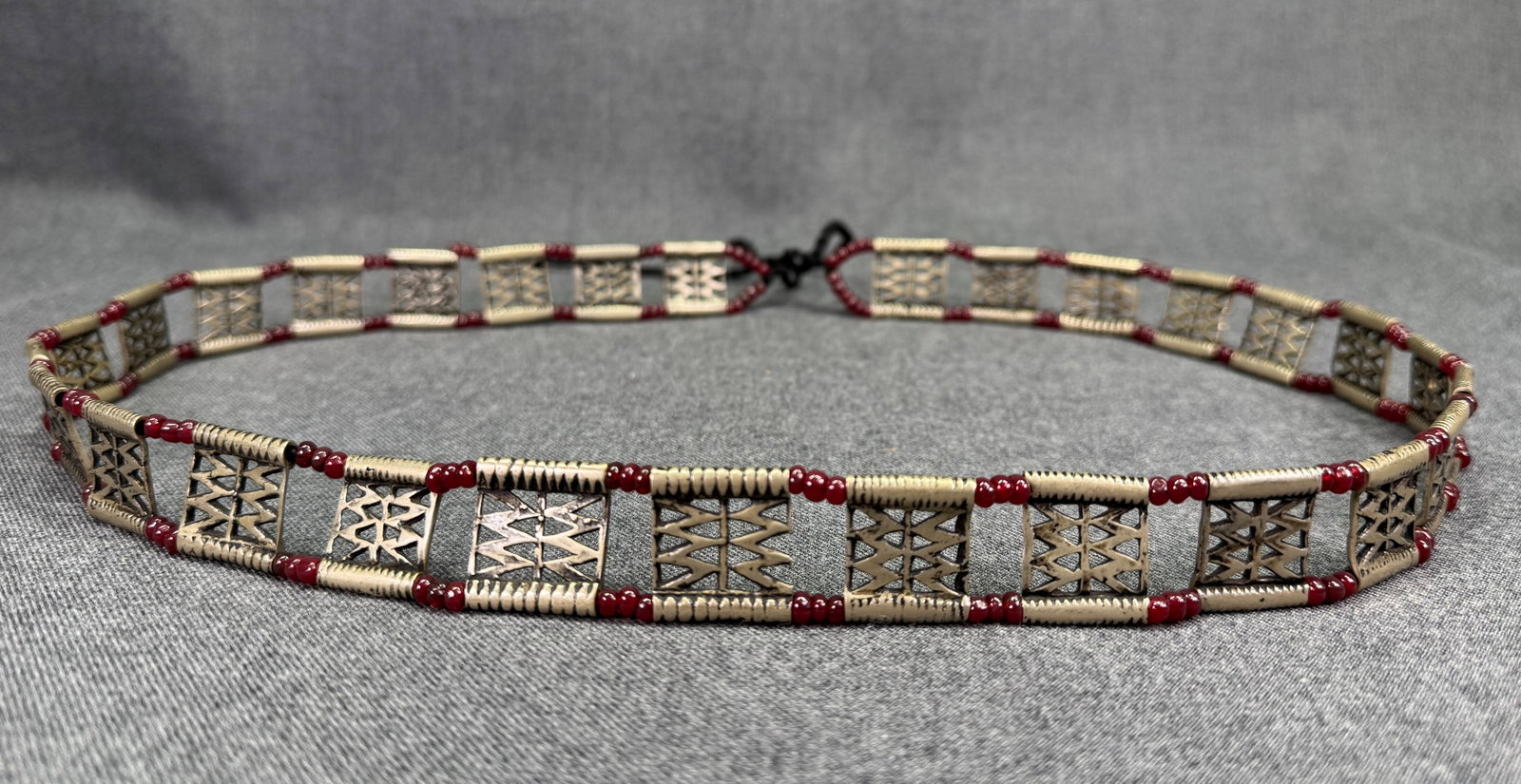 Vintage African Sahel Tribal Belt. Nickel Silver, Glass Trade Beads. *J (1 of 11)
