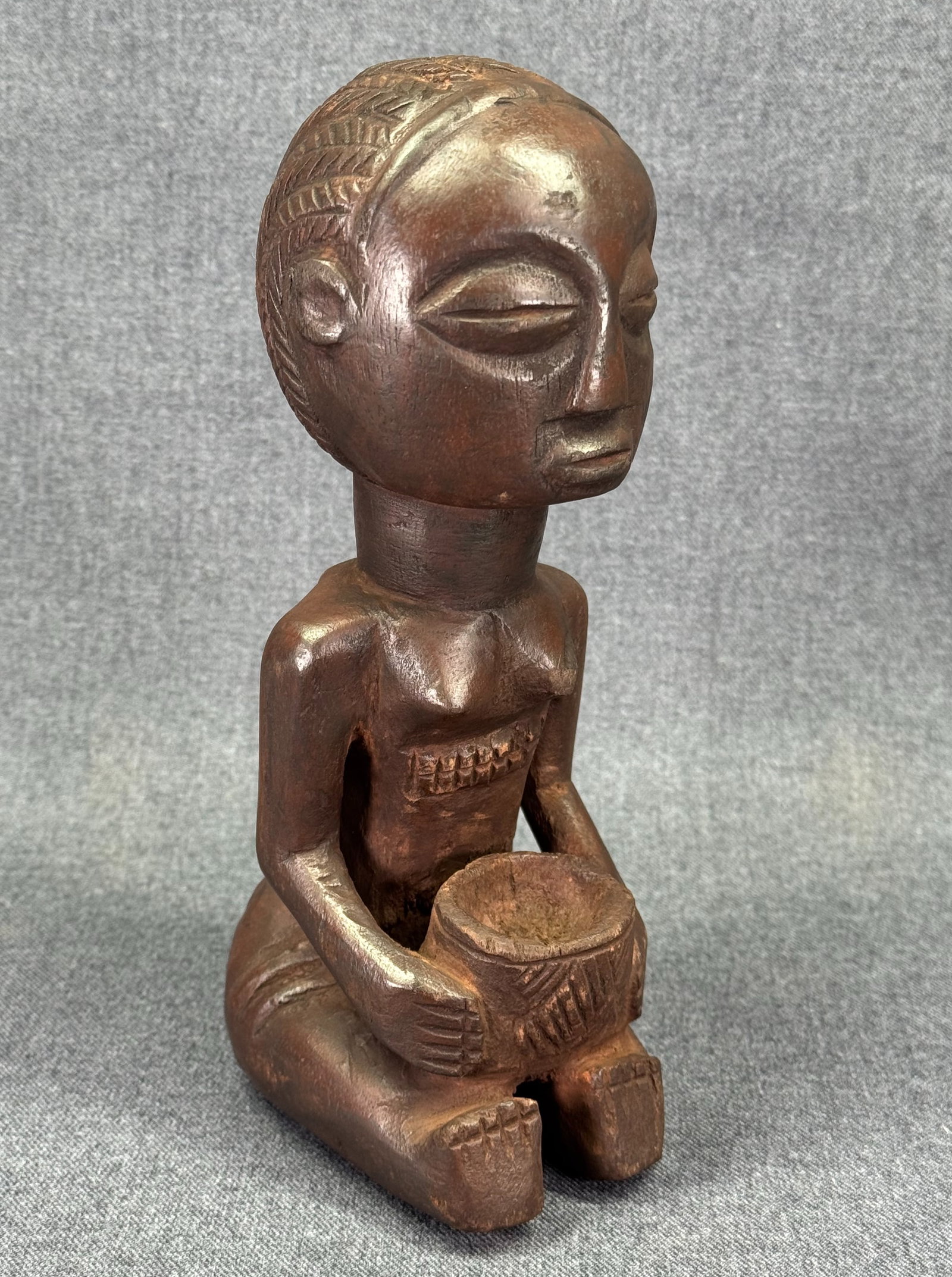 African Luba DRC Mboko Bowl Bearer Divination Object. Carved wood. *g (1 of 10)