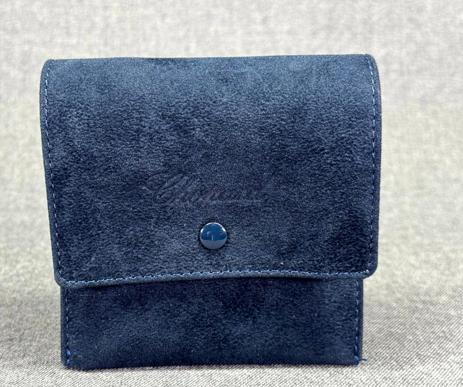 Chopard Blue Faux Suede Case with Holder: IN HOUSE FLAT SHIPPING & HANDLING COST WITHIN ALL THE U.S. : $7 To bypass LiveShipping, and use our In-House shipping service for $7 or shipping combined for multiple lots, please select “Arrang
