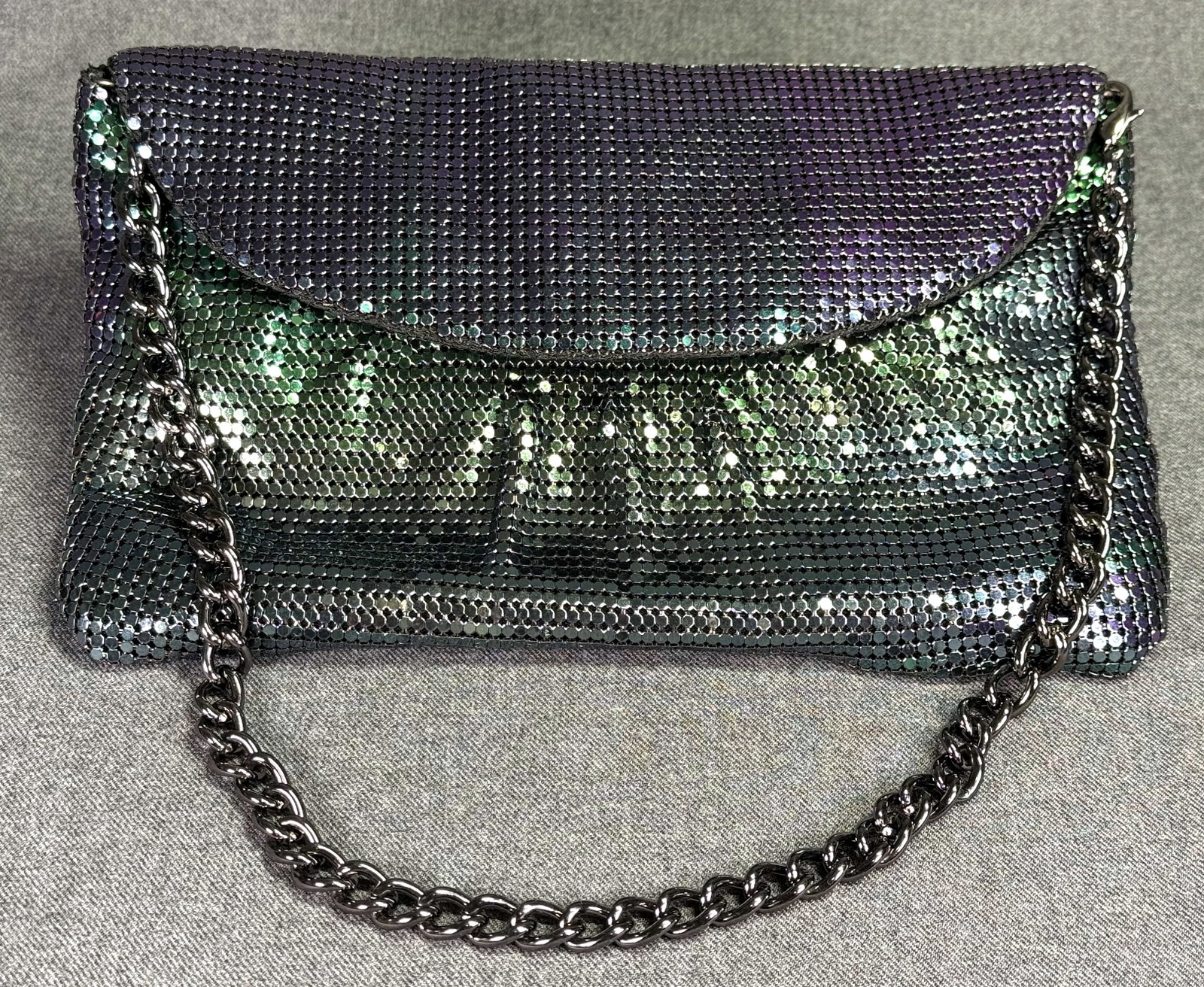Vintage 80s Whiting & Davis Iridescent Metal Mesh Clutch Purse Bag. *K (1 of 13)