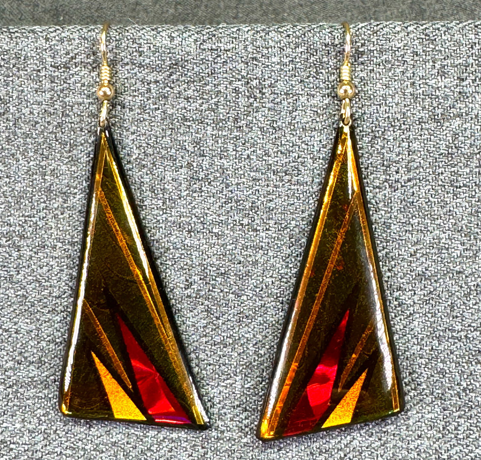 Vintage 1996 John Crutchfield Metallic Art Graphics Abstract Geometric Dangle Earrings. . *h (1 of 5)