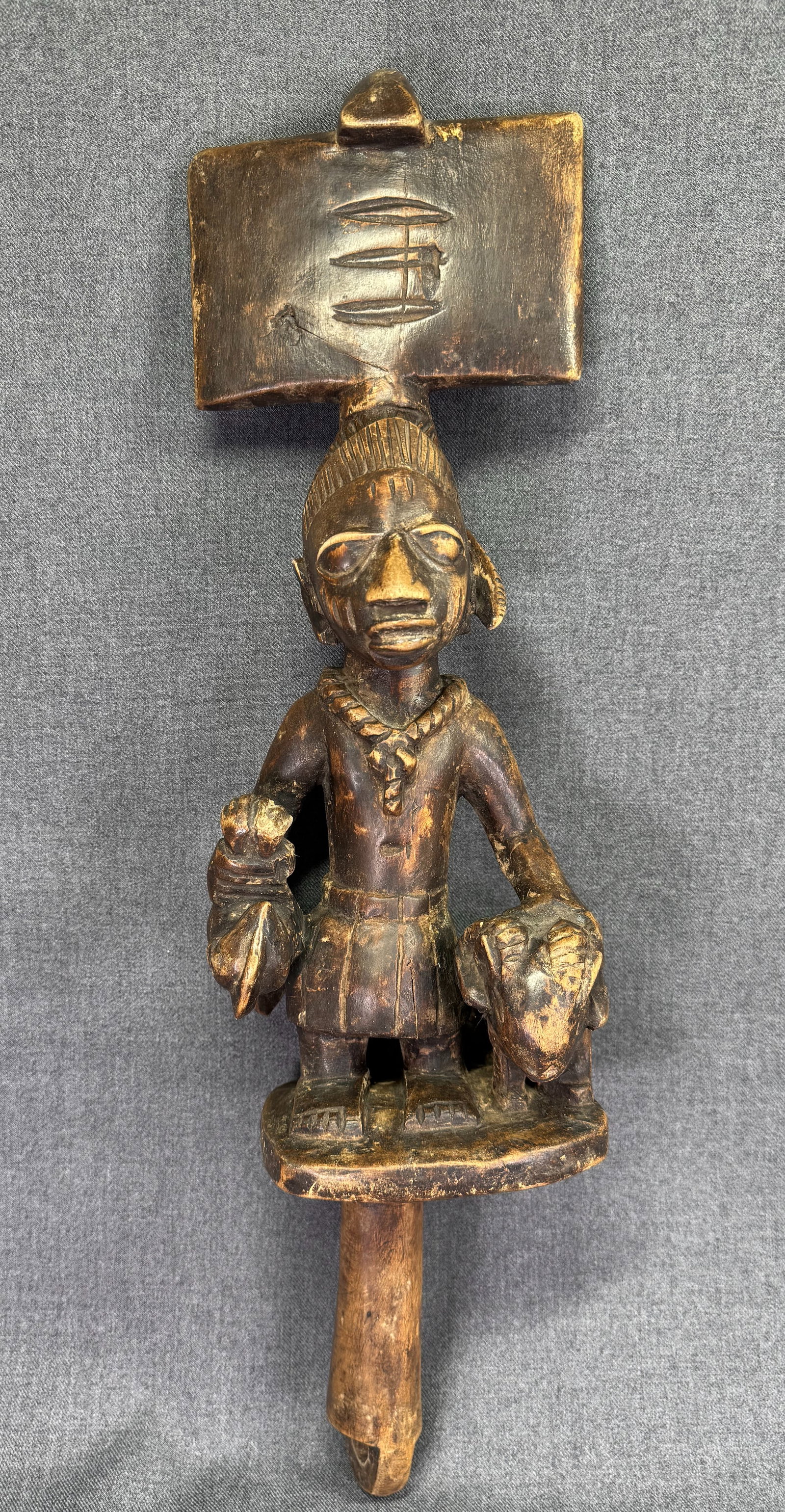 African Yoruba Nigeria Shango Staff . Carved wood.: IN HOUSE FLAT SHIPPING & HANDLING COST WITHIN ALL THE U.S. : 24 To bypass LiveShipping, and use our In-House shipping service for 24 or shipping combined for multiple lots, please select “Arrang