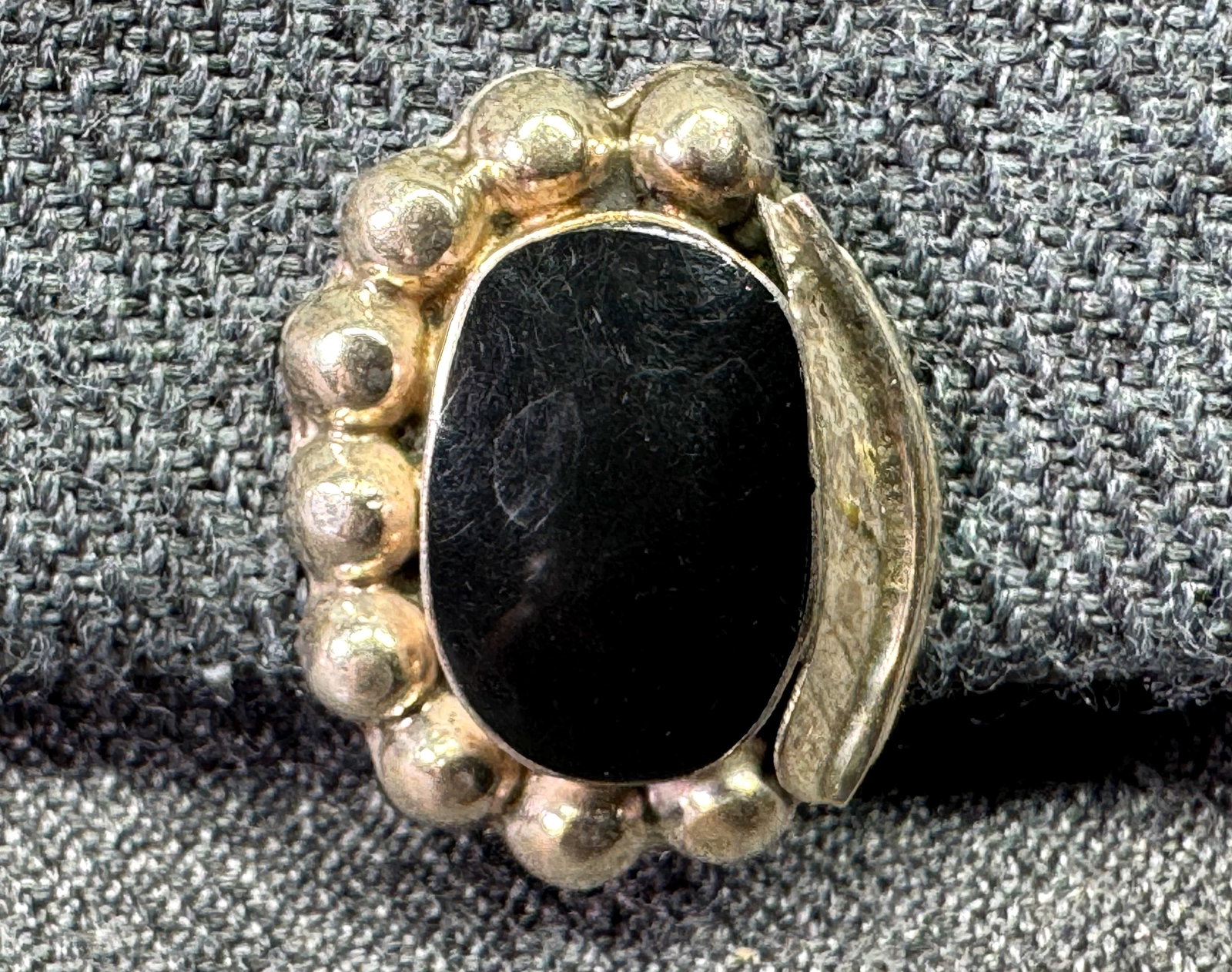 Vintage Mexican TR-60 black enamel sterling silver floralia single stud earring #B (1 of 6)