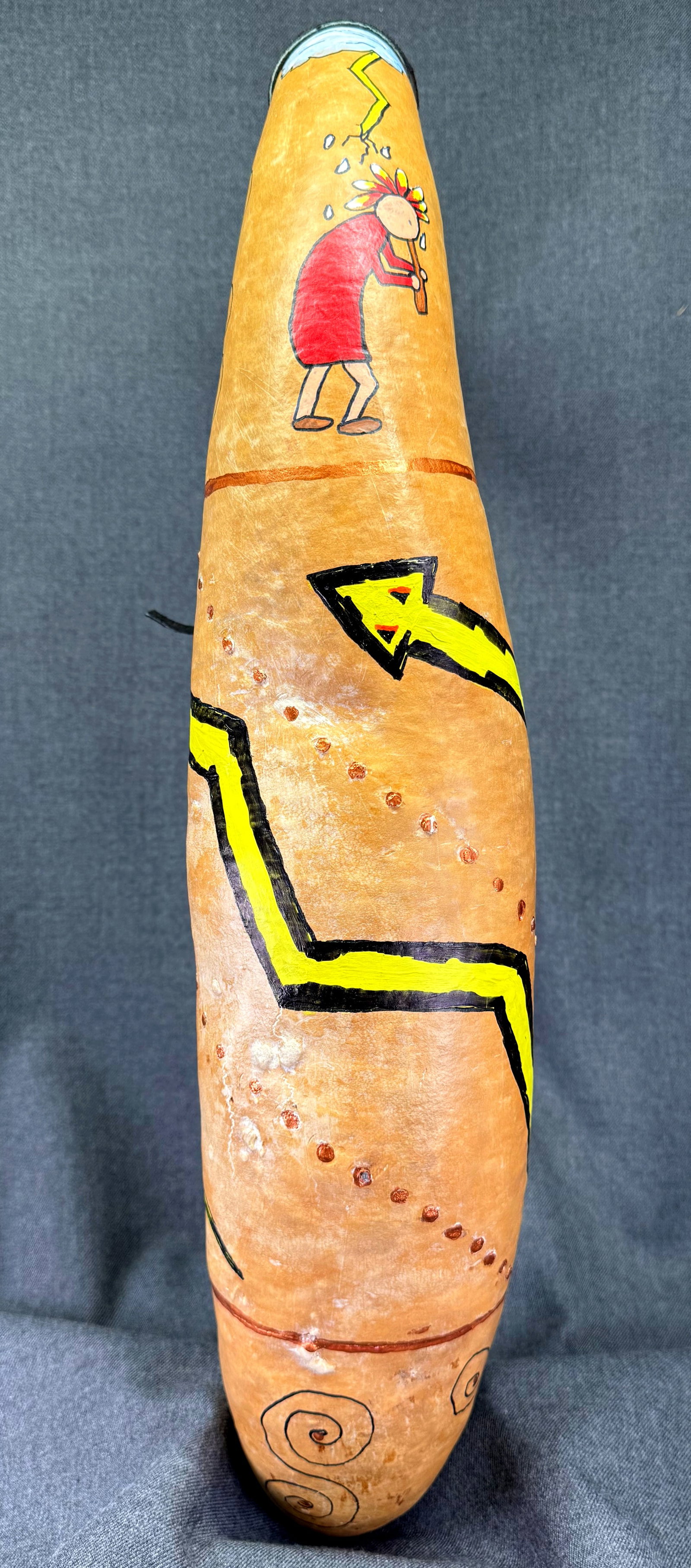 Vintage Native American Hand Painted Kokopelli, Snake Shaker Gourd Shaker. 19": IN HOUSE FLAT SHIPPING & HANDLING COST WITHIN ALL THE U.S. : 28 To bypass LiveShipping, and use our In-House shipping service for 28 or shipping combined for multiple lots, please select “Arrang