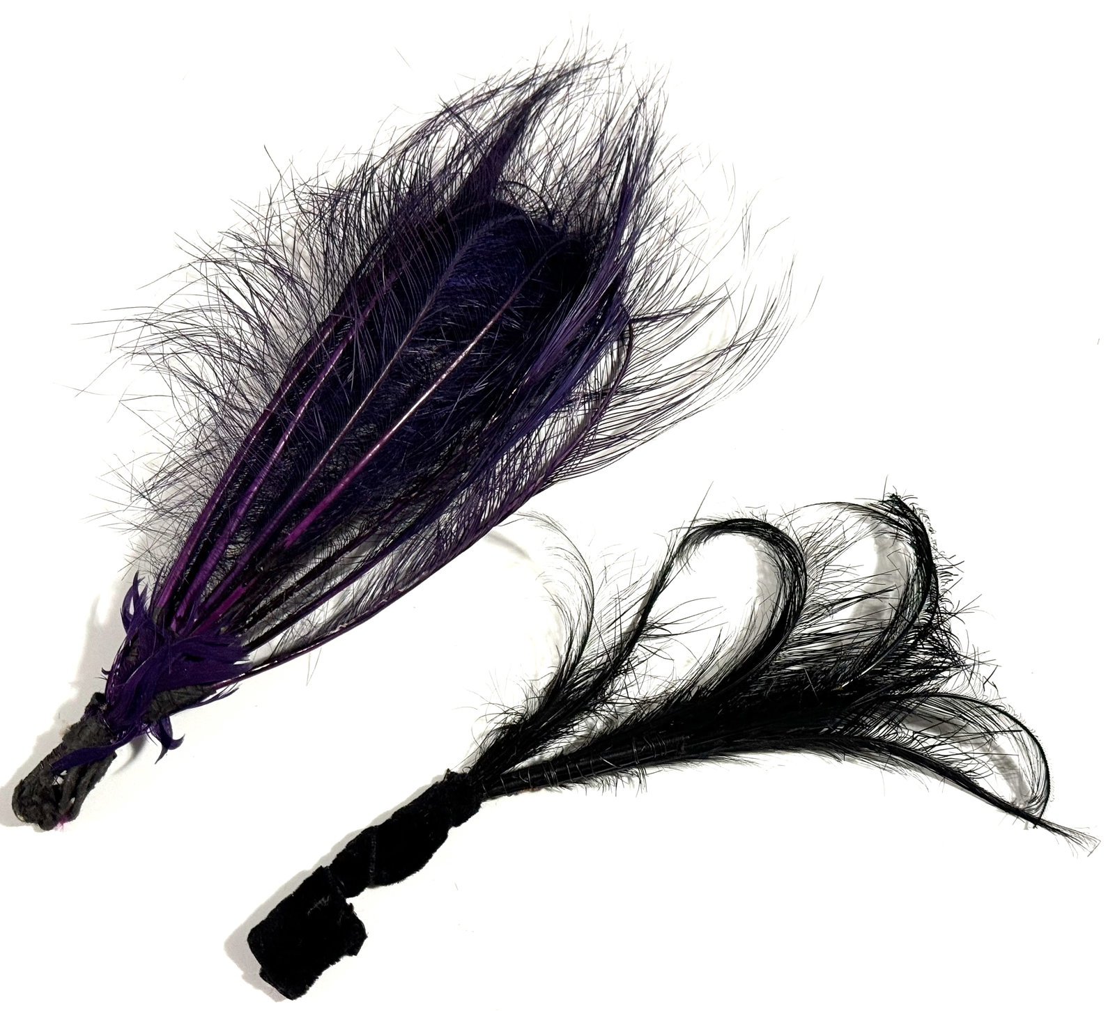 Vintage / Antique millinery black and violet feathers appliques: IN HOUSE FLAT SHIPPING & HANDLING COST WITHIN ALL THE U.S. : 7 To bypass LiveShipping, and use our In-House shipping service for 7 or shipping combined for multiple lots, please select “Arrange 