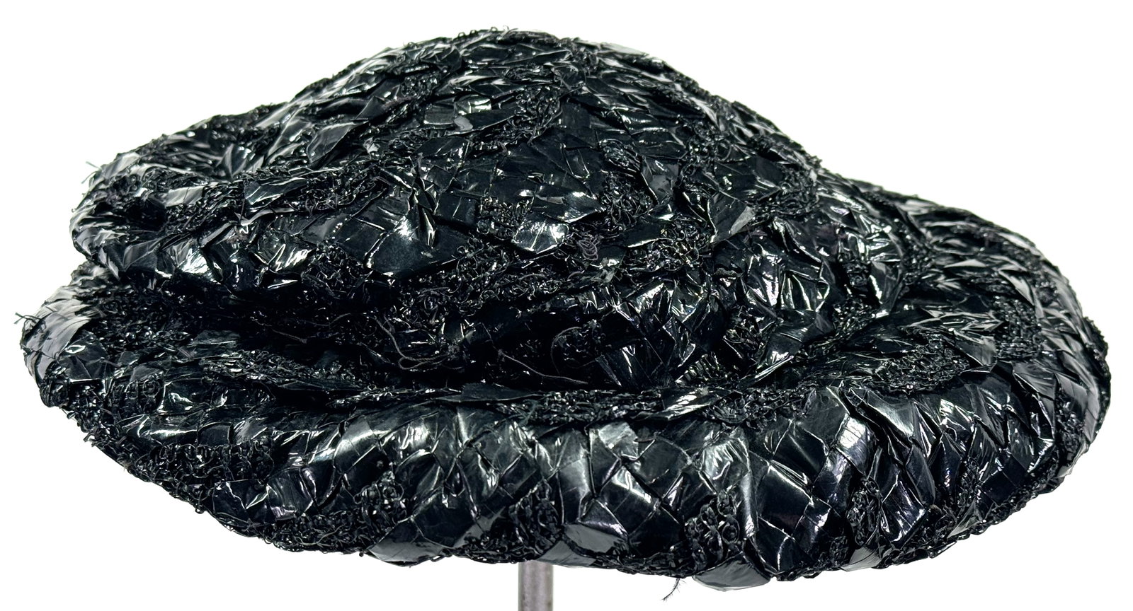 Vintage woven black raffia hat.: IN HOUSE FLAT SHIPPING & HANDLING COST WITHIN ALL THE U.S. : 10 To bypass LiveShipping, and use our In-House shipping service for 10 or shipping combined for multiple lots, please select “Arrang