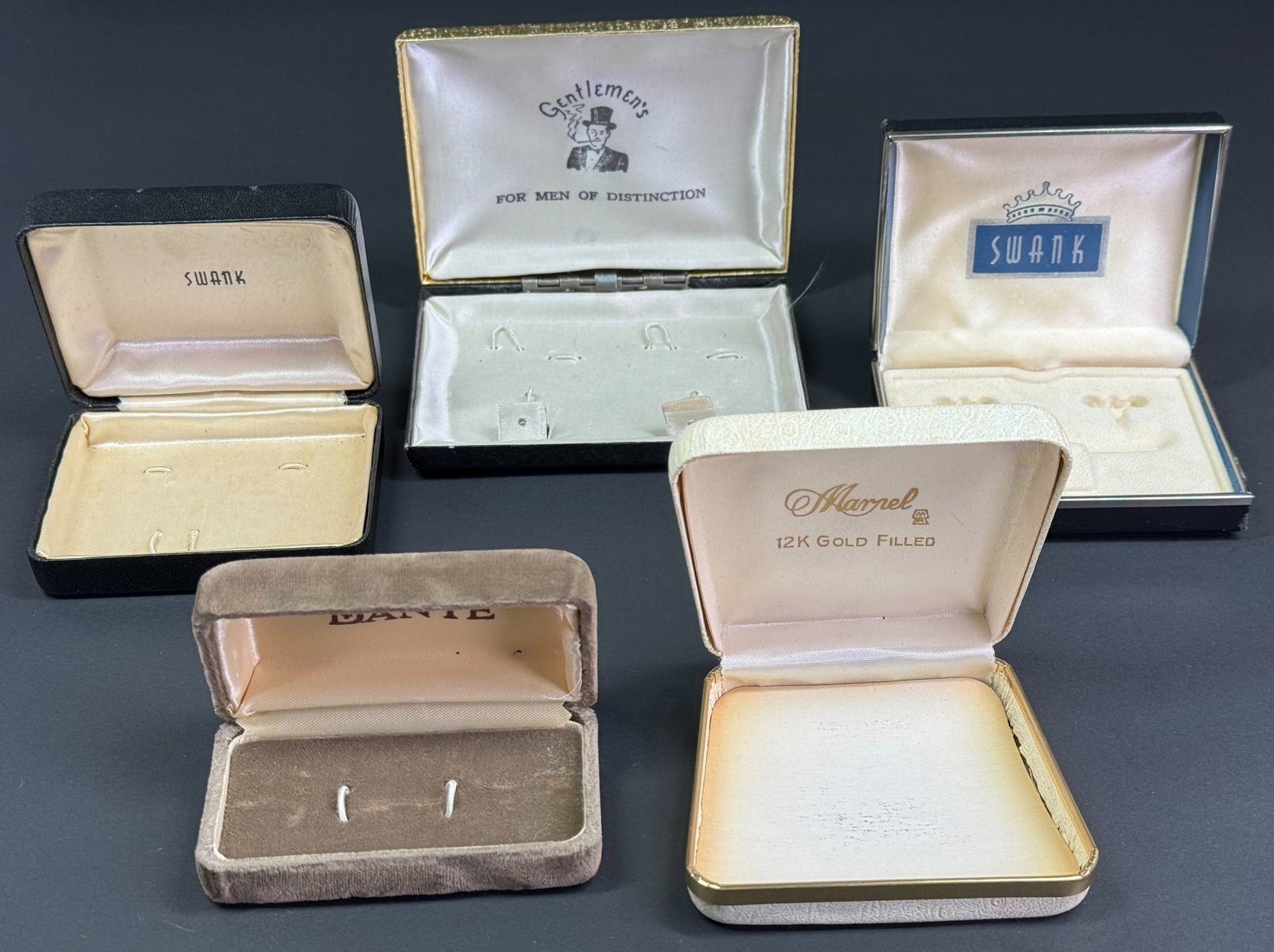 Vintage Swank, Marvel, Dante Gentlemens men jewelry boxes.: IN HOUSE FLAT SHIPPING & HANDLING COST WITHIN ALL THE U.S. : 11 To bypass LiveShipping, and use our In-House shipping service for 11 or shipping combined for multiple lots, please select “Arrang
