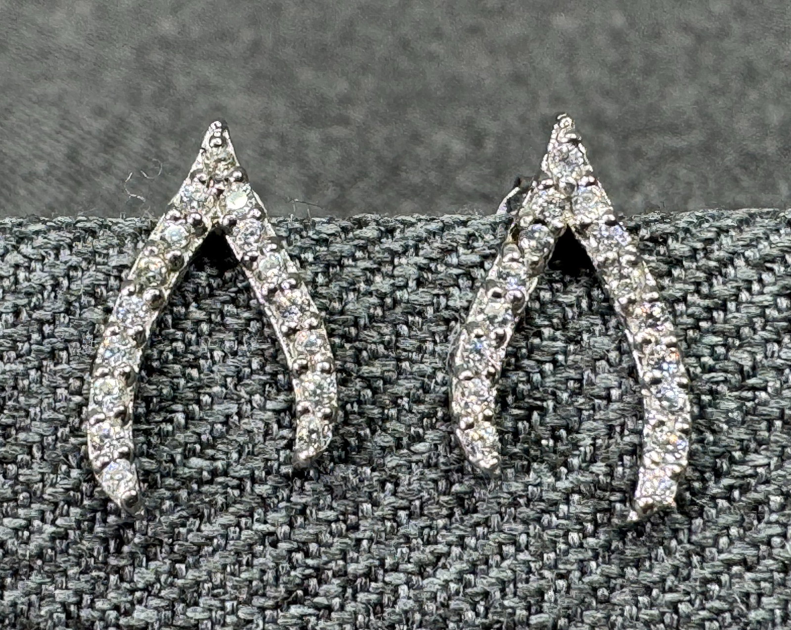 Sterling Silver Pave CZ Wishbone Stud Earrings. *L (1 of 7)
