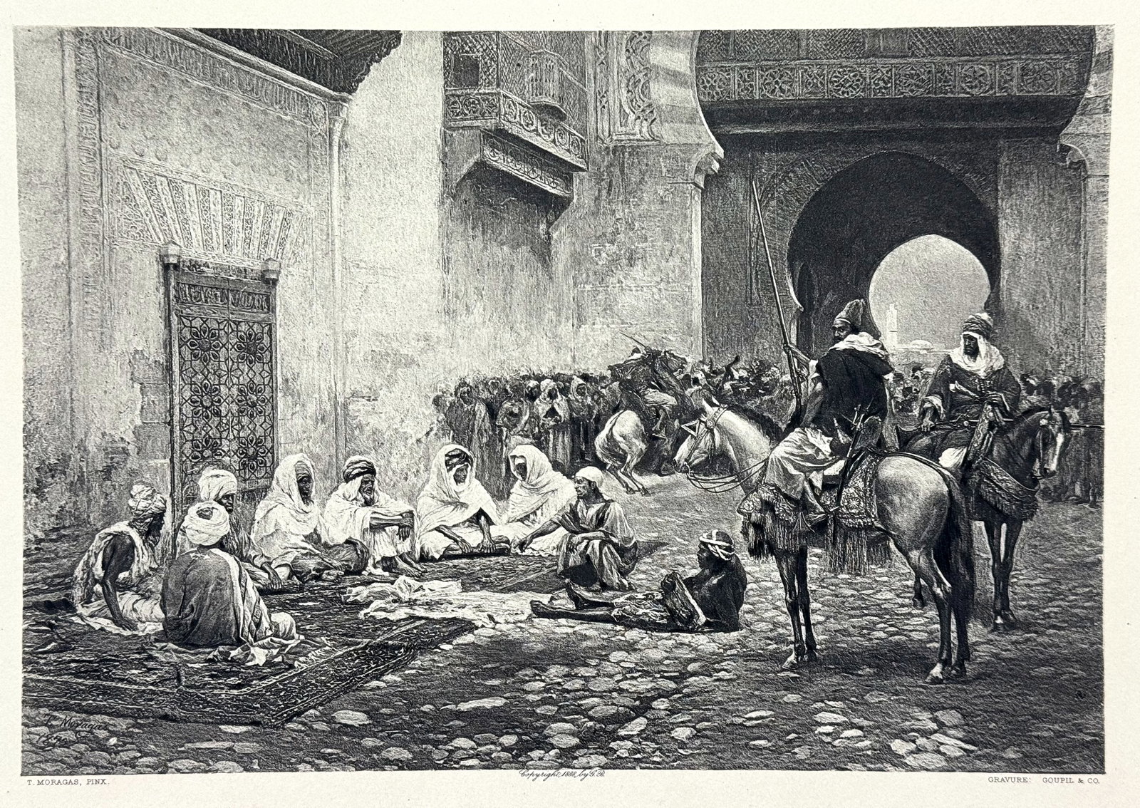 Antique Orientalist Print: "An Arabian Tribunal" by Tomas Moragas, c. 1880s. *L (1 of 8)