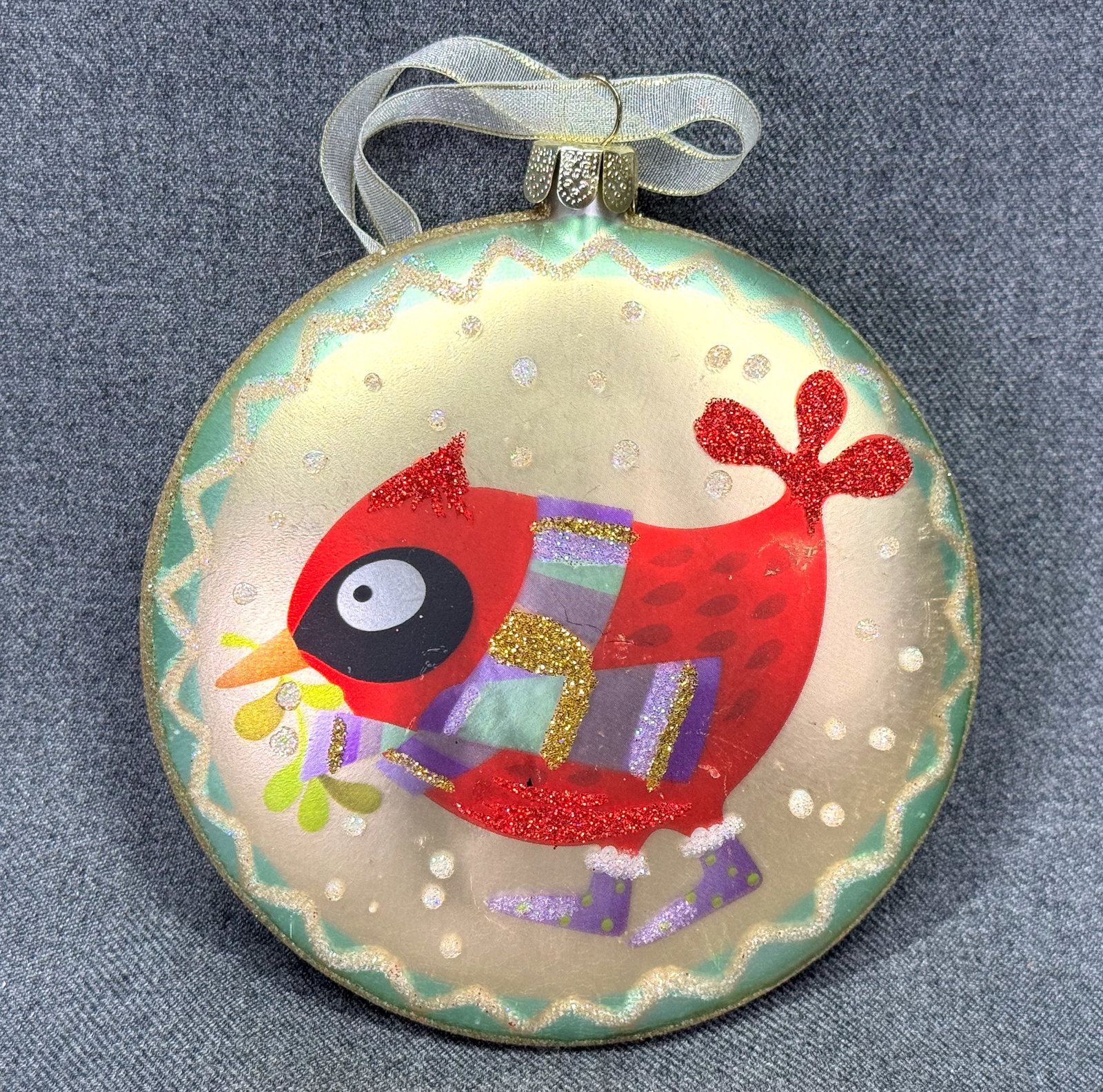 JS Glass Cardinal Christmas Ornament. *L (1 of 8)